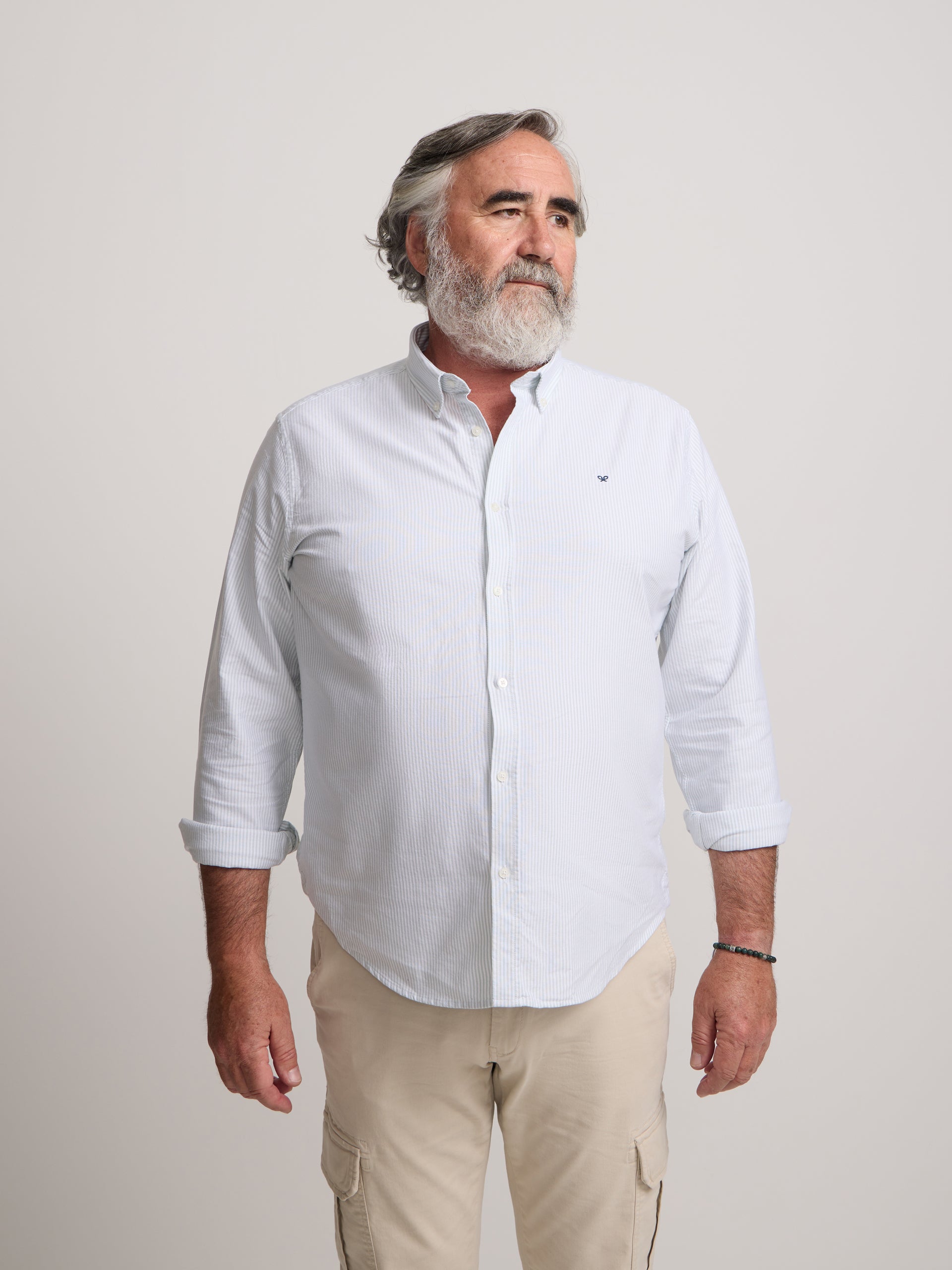 Wide Stripe Green Oxford Sport Shirt with Racket