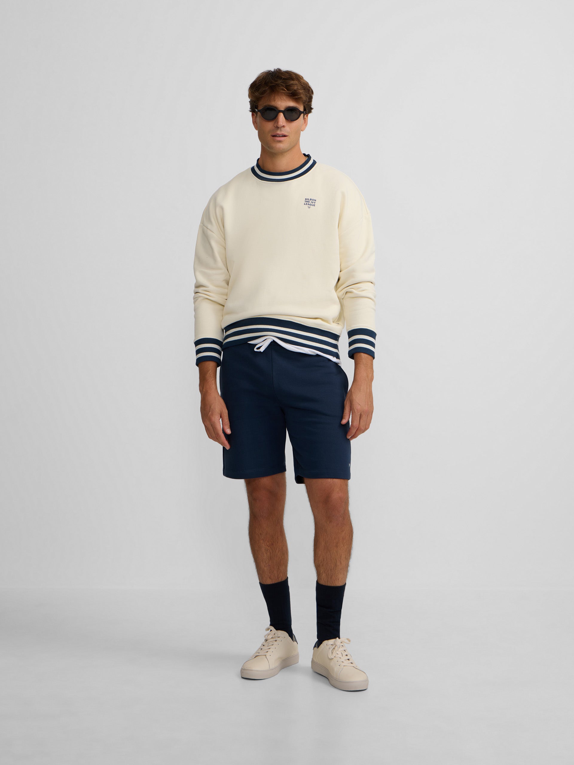 Navy blue sports Bermuda shorts