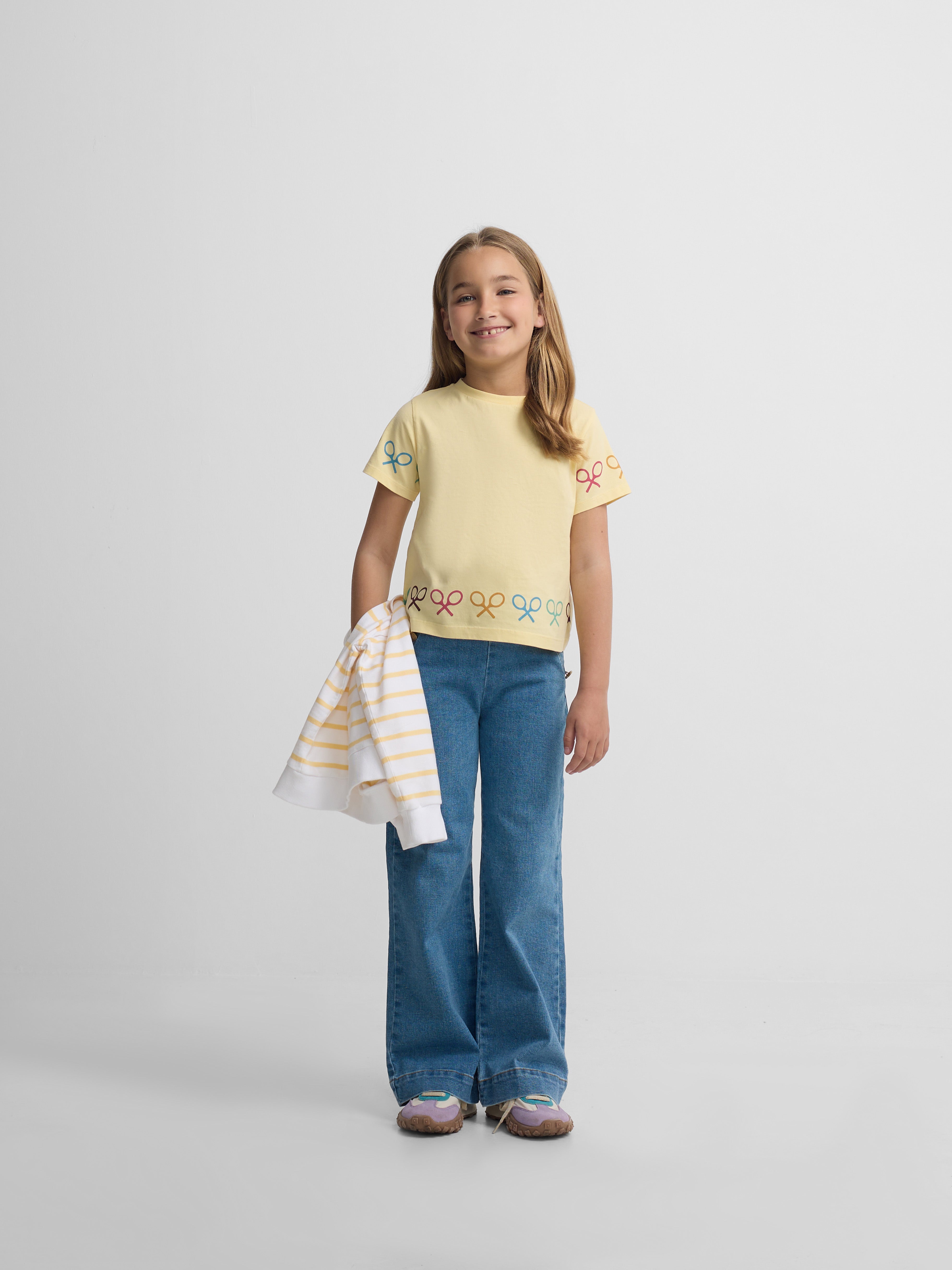 Girl's multicolor rackets yellow t-shirt