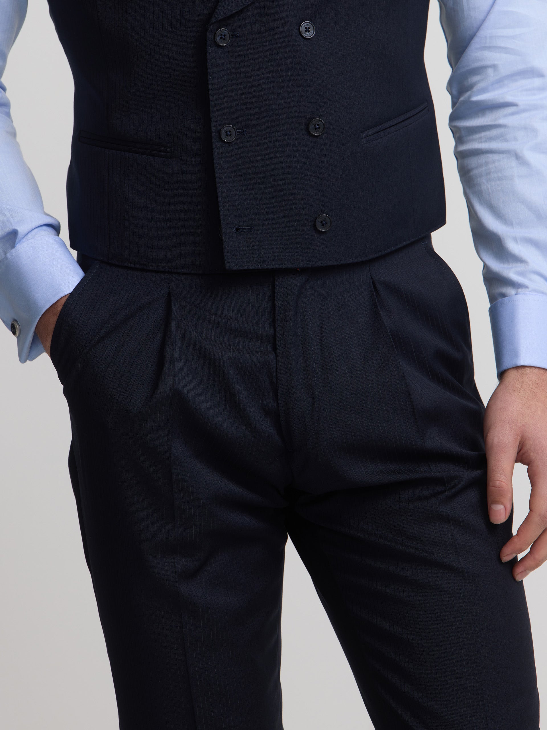 Pantalon chaque chevron bleu marine