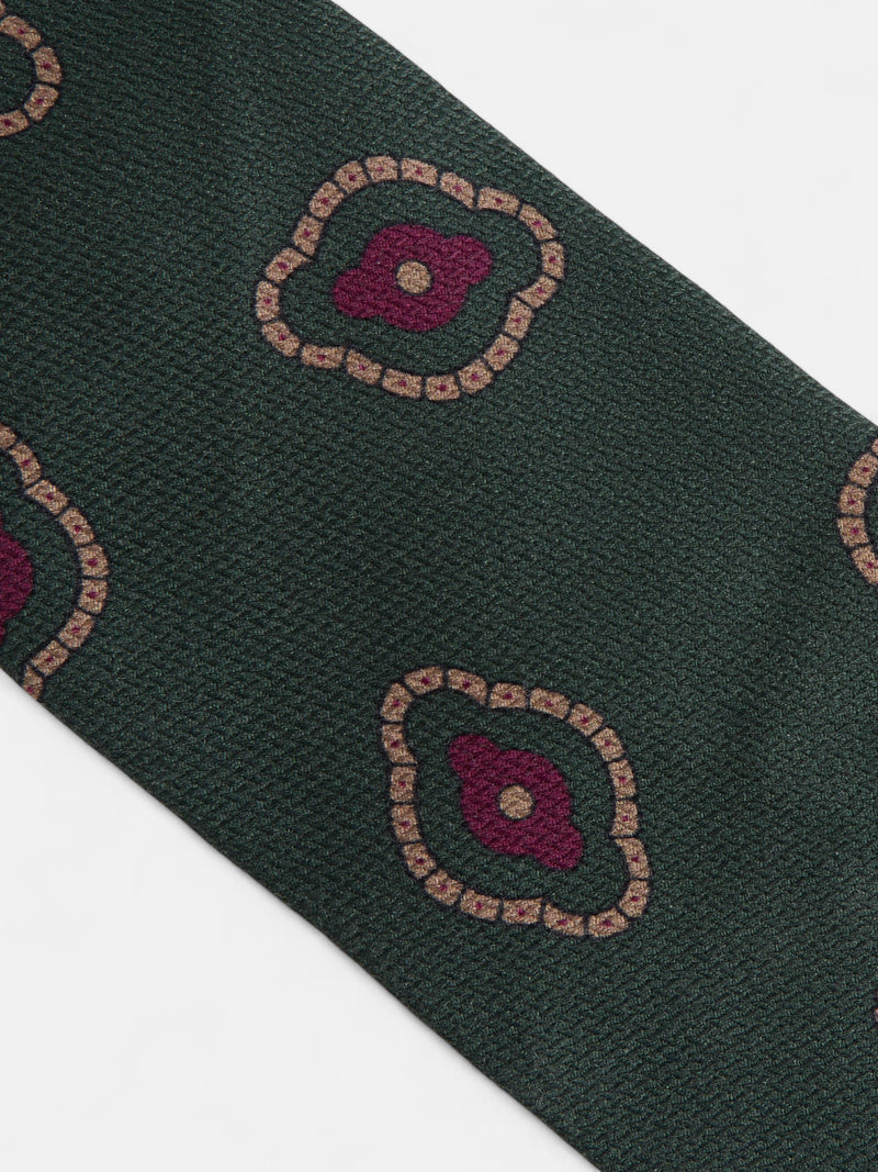 Cravate motif géométrique irrégulier vert