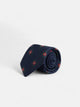 Navy blue geometric pattern silk tie