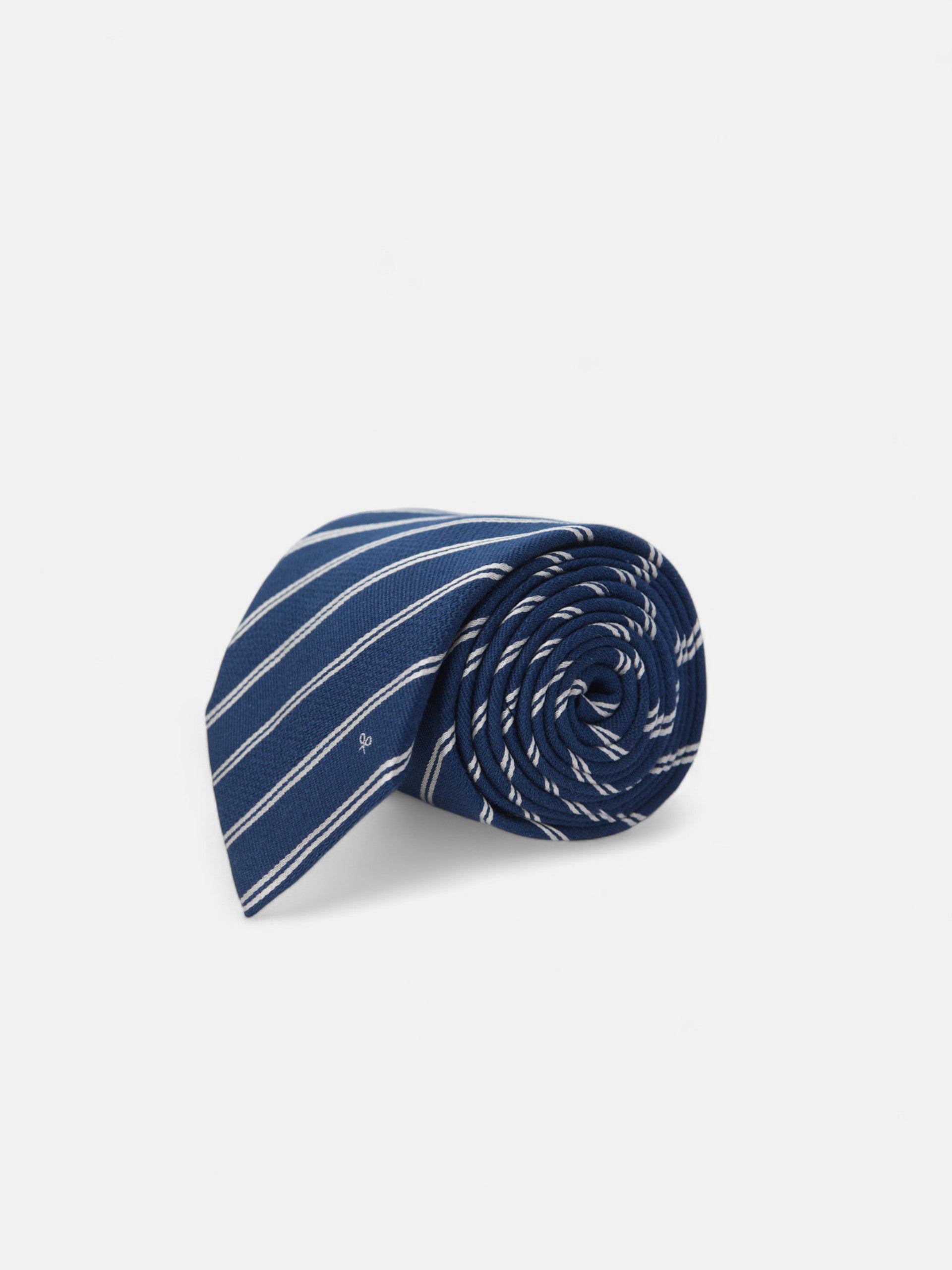 Double stripe navy blue racket tie
