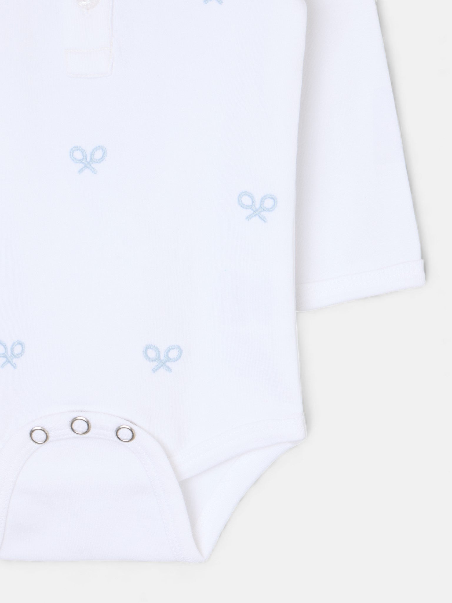 Long-sleeve baby bodysuit with multiracket sky blue
