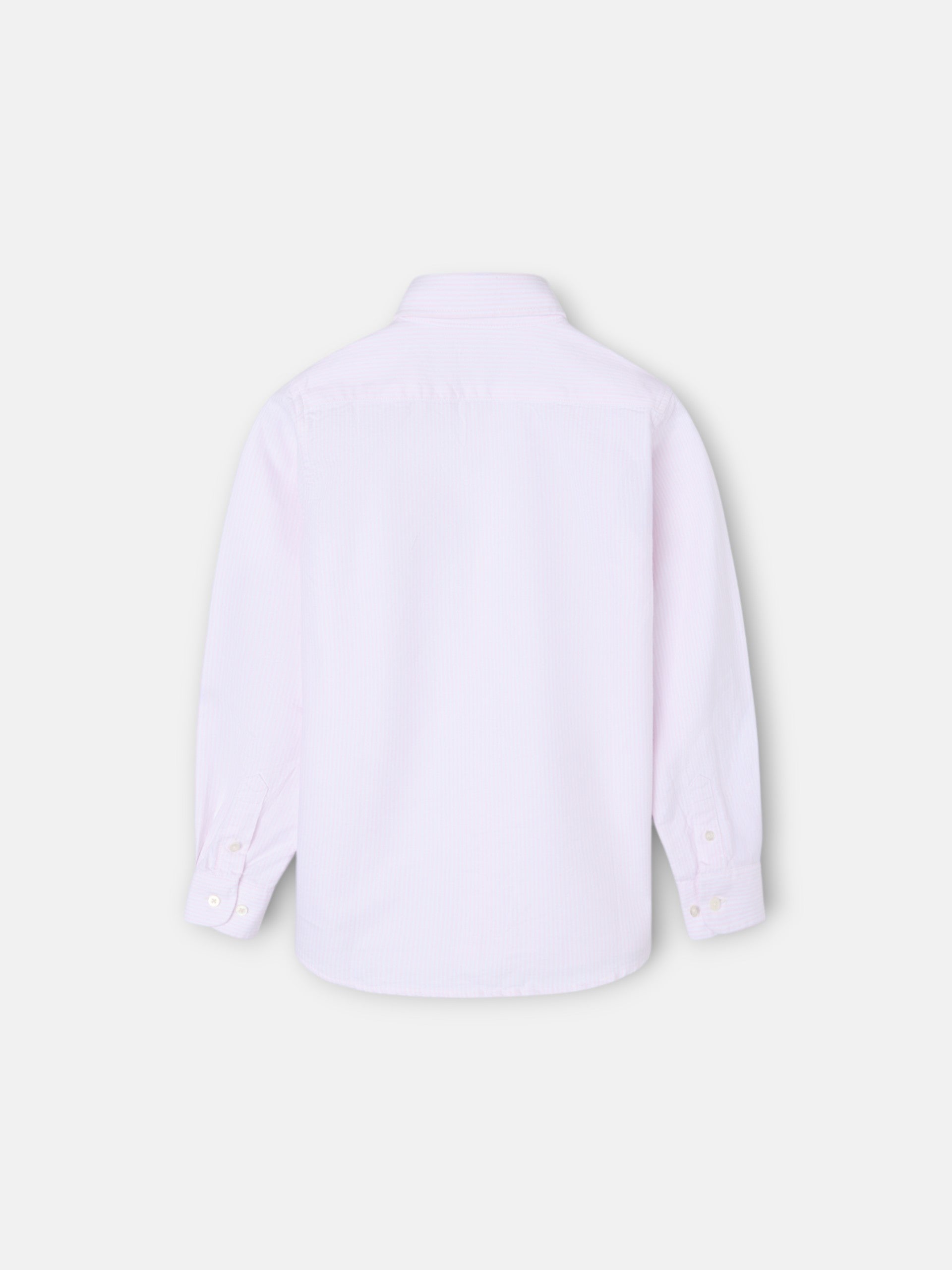 Kids' sport oxford shirt with pink racket stripes