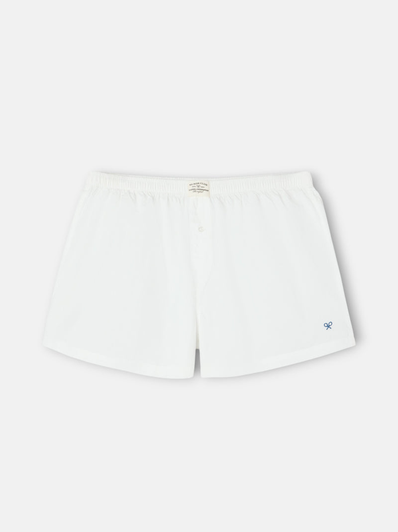 Plain white boxer with mini logo