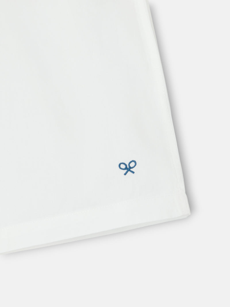 Plain white boxer with mini logo