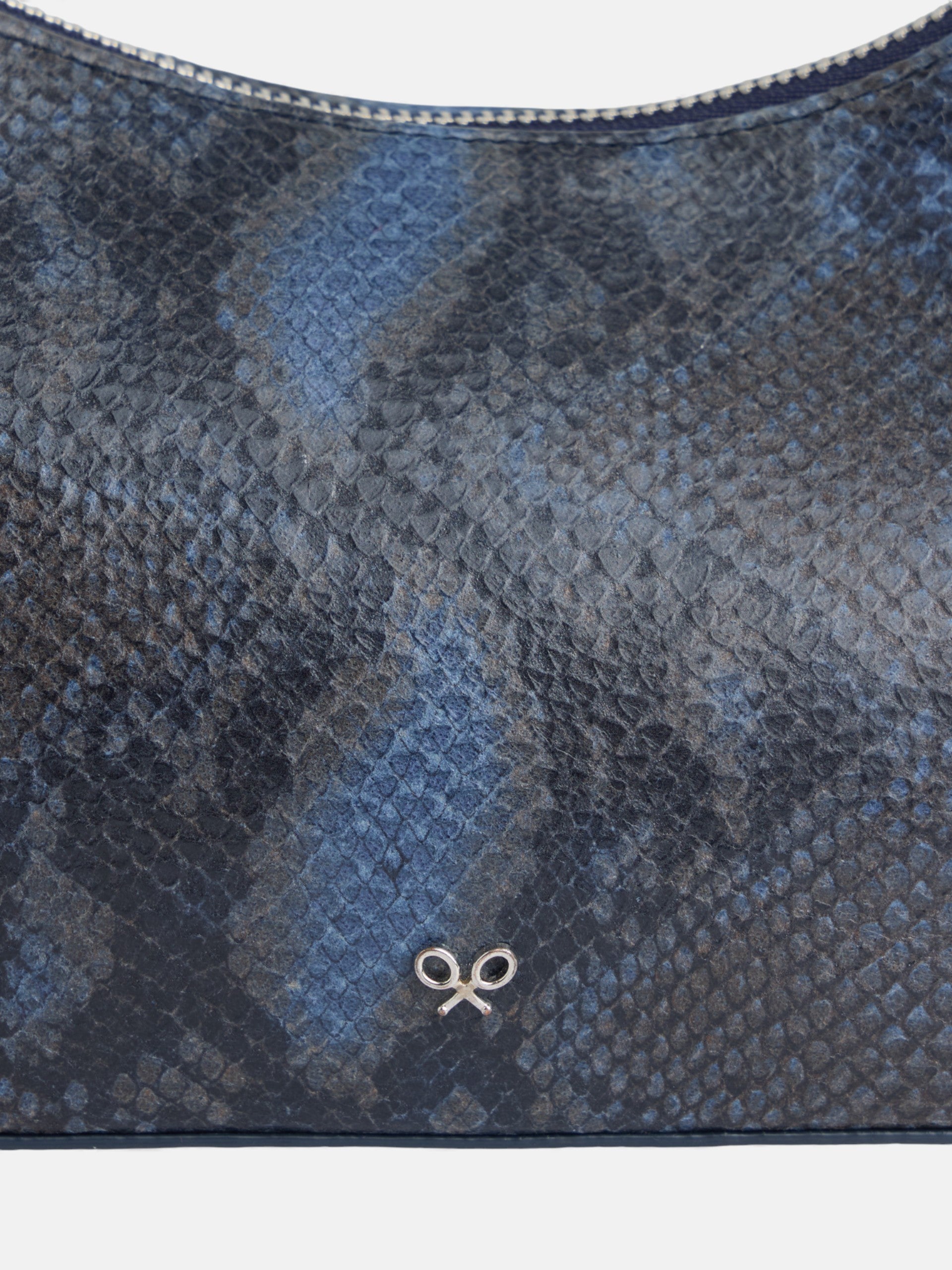 Blue animal print leather pochette bag