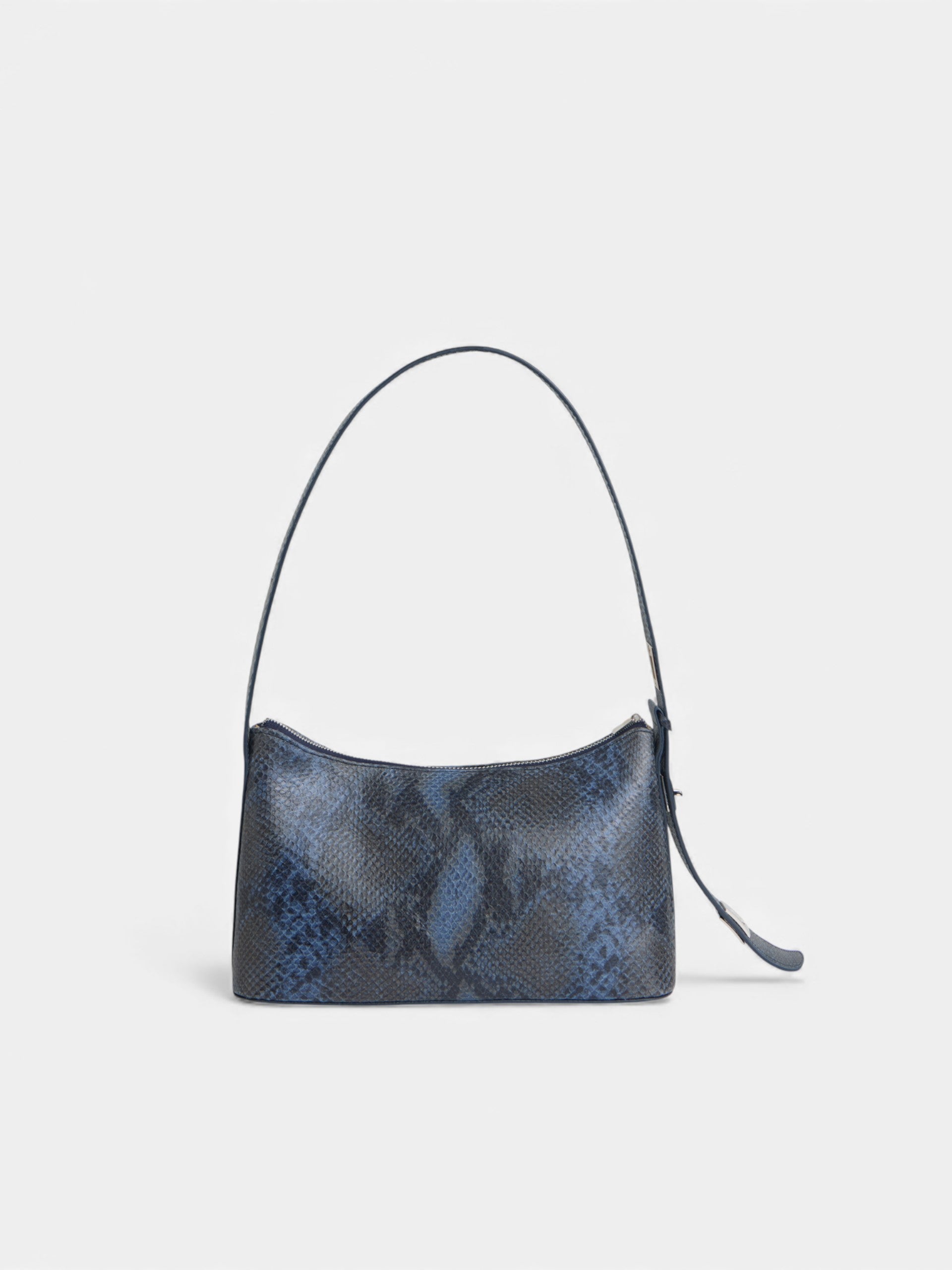 Blue animal print leather pochette bag