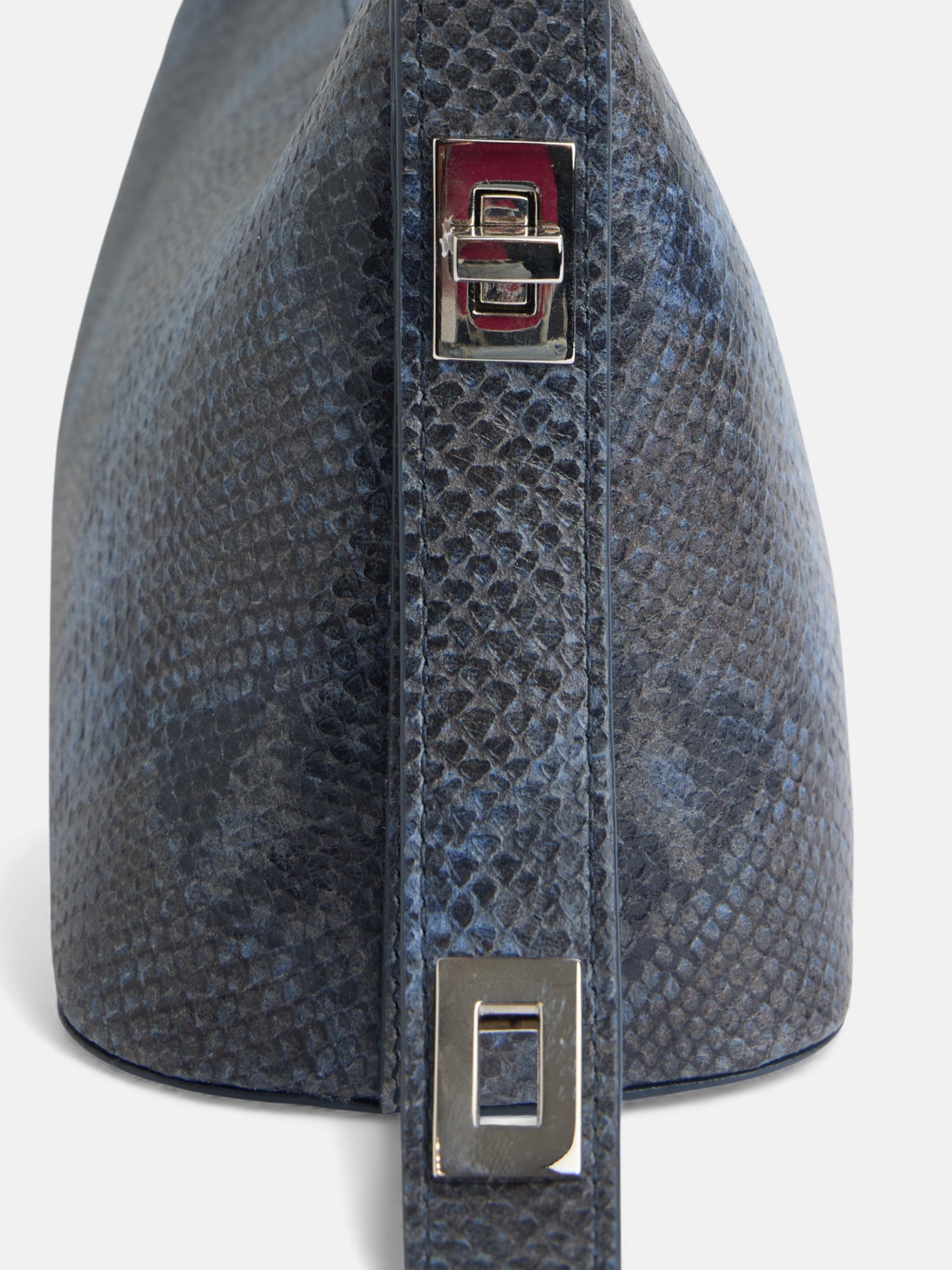 Blue animal print leather pochette bag