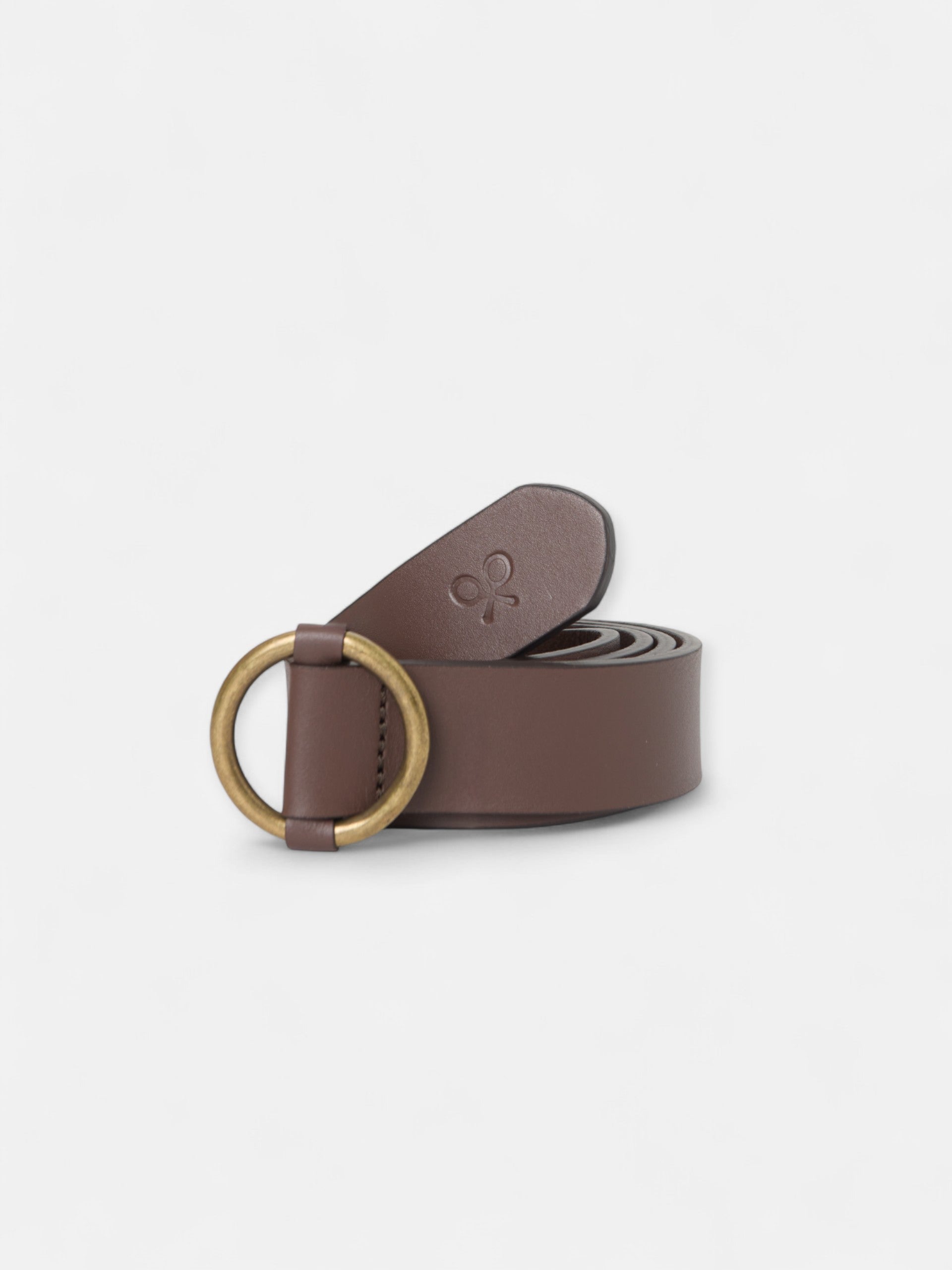 Ceinture en cuir boucle ronde marron foncé