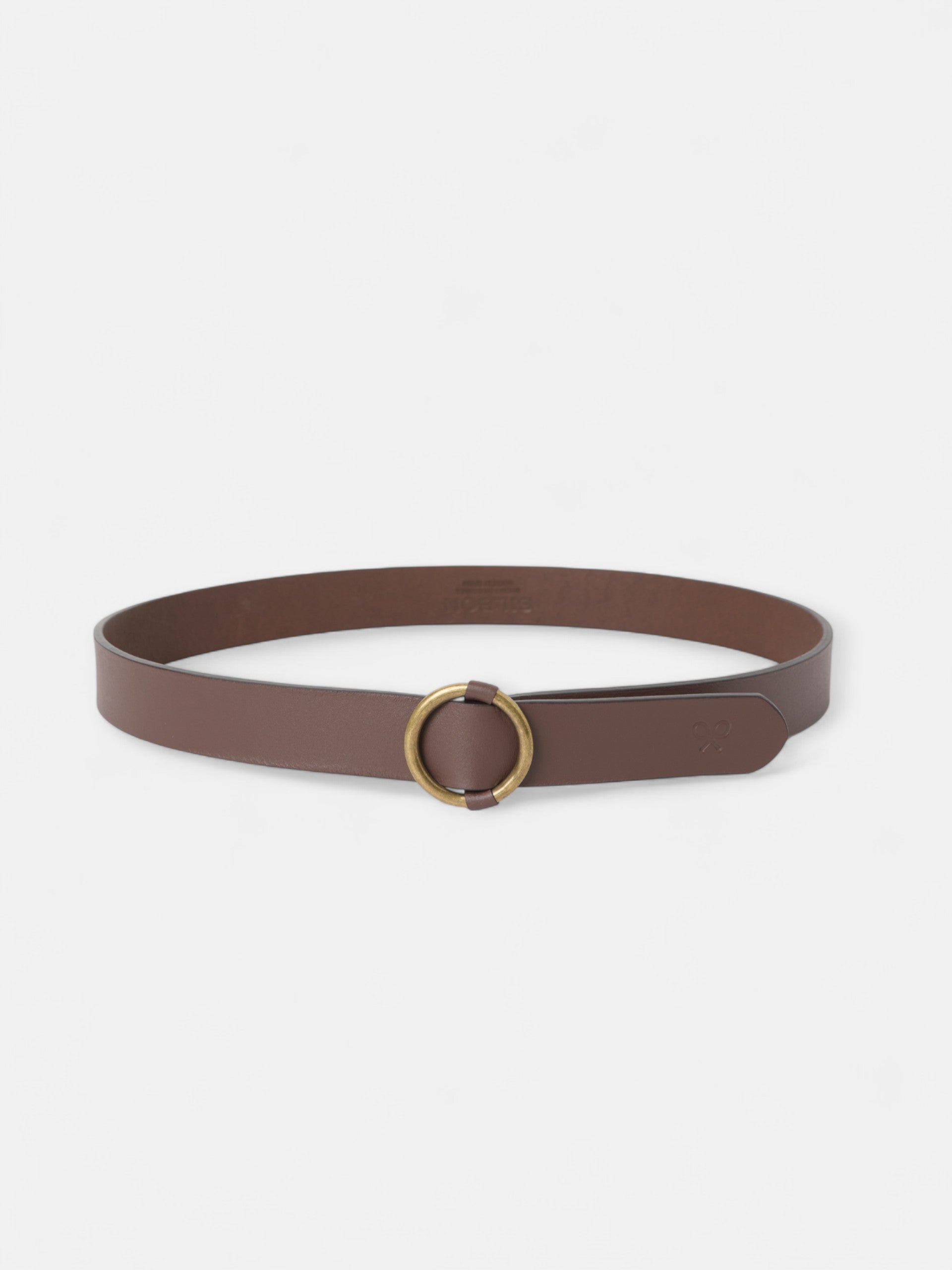 Ceinture en cuir boucle ronde marron foncé