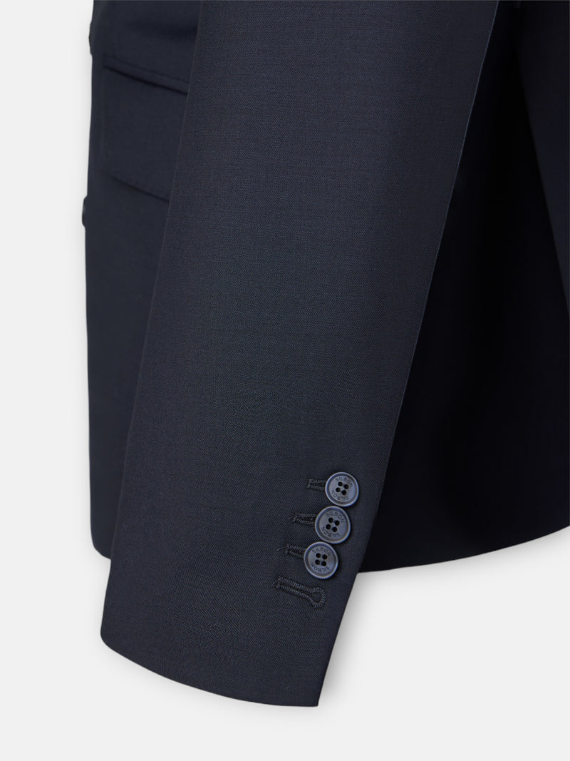 Blazer de fato cruzado stretch azul-marinho