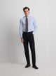 Stretch navy double-breasted suit trousers
