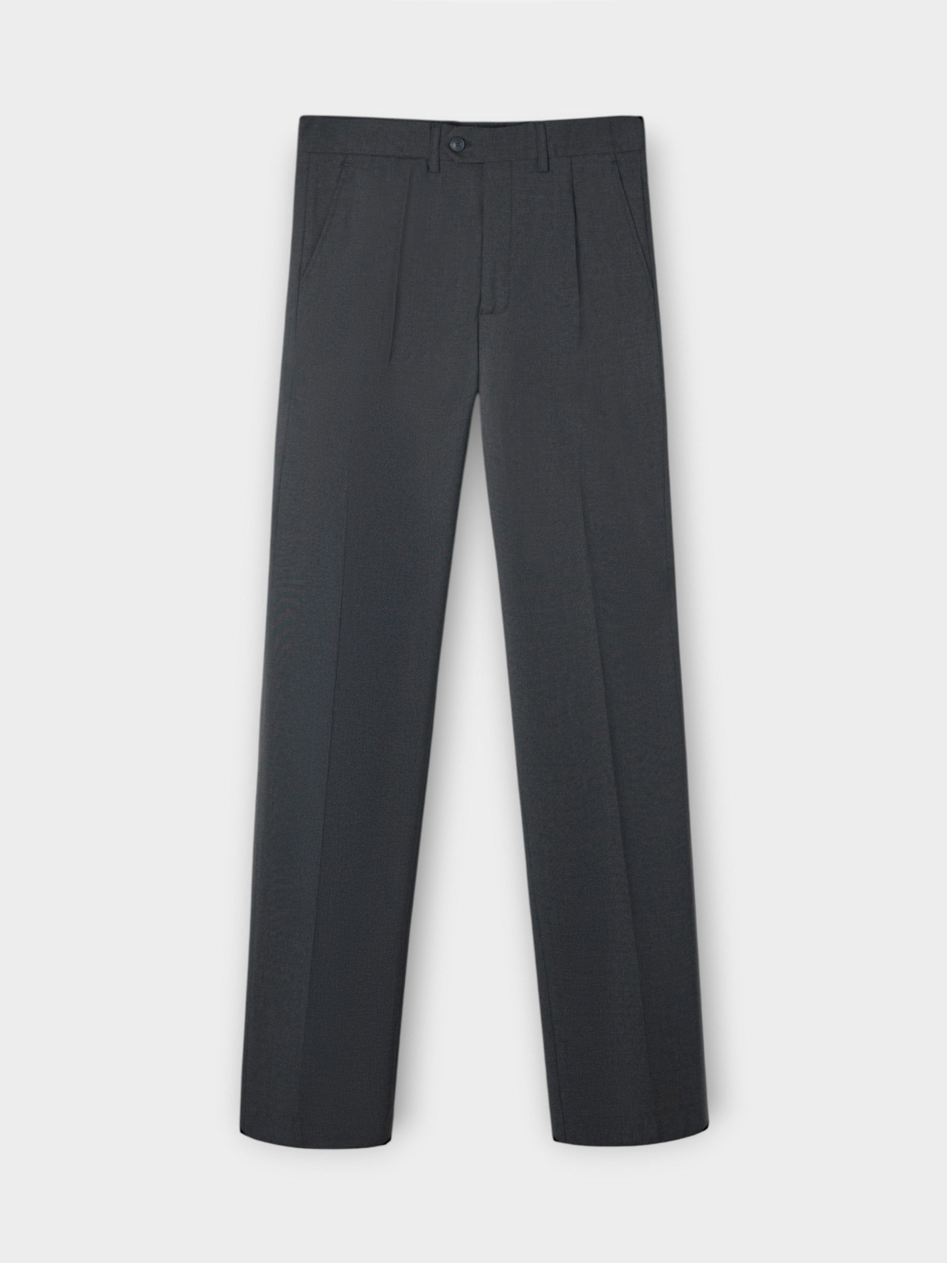 Stretch grey double-breasted suit trousers