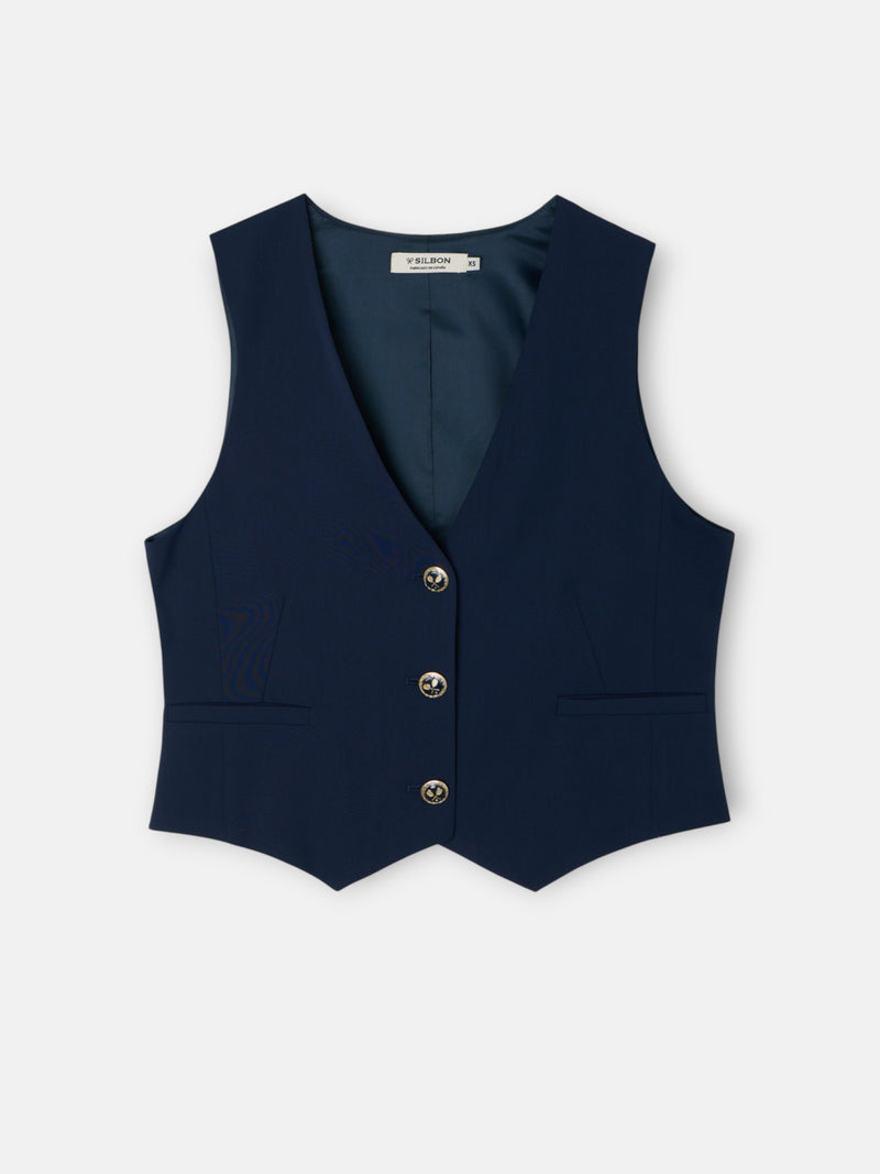 Chaleco woman clasico azul marino