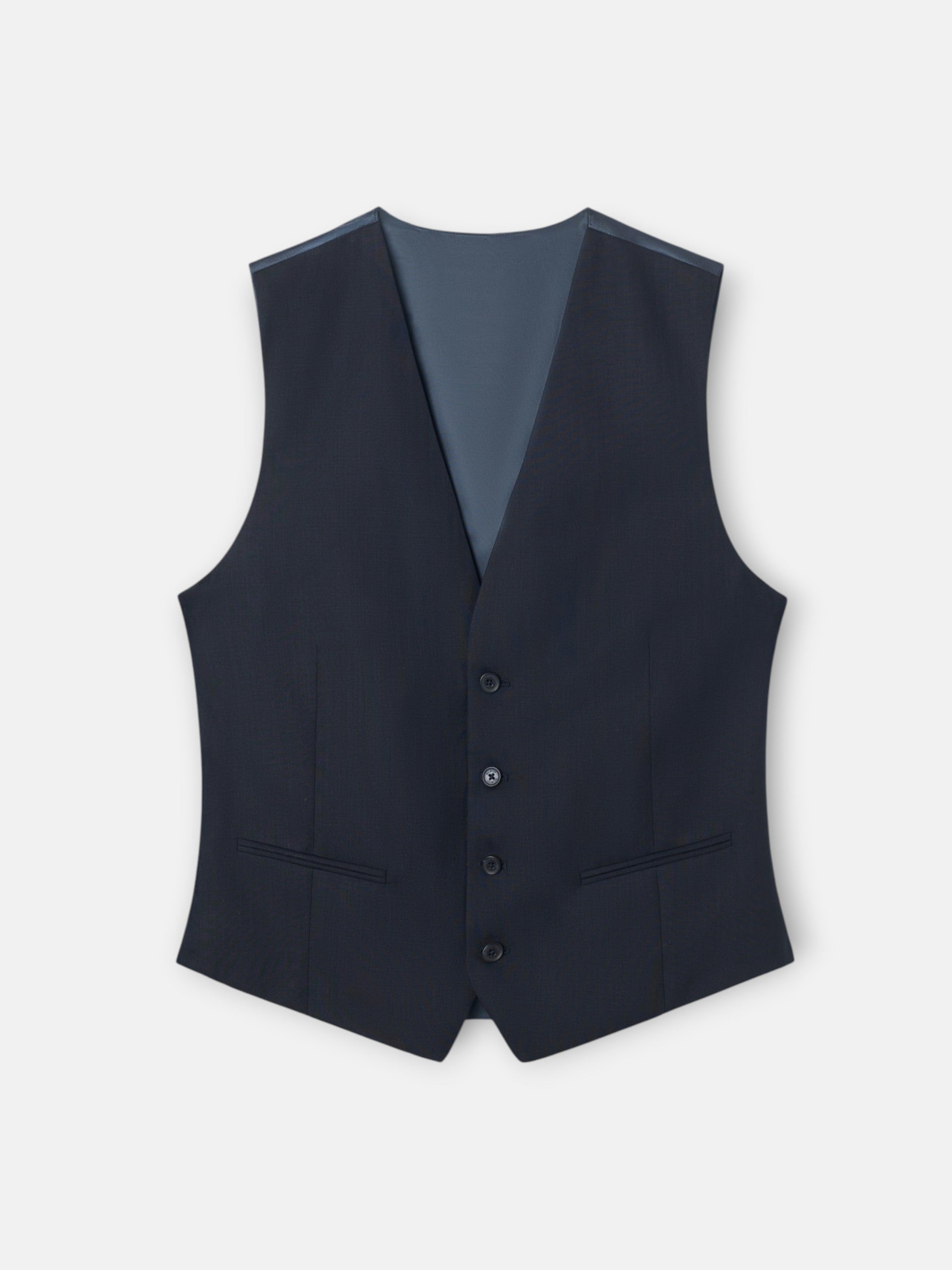 Chaleco recto traje herringbone azul marino