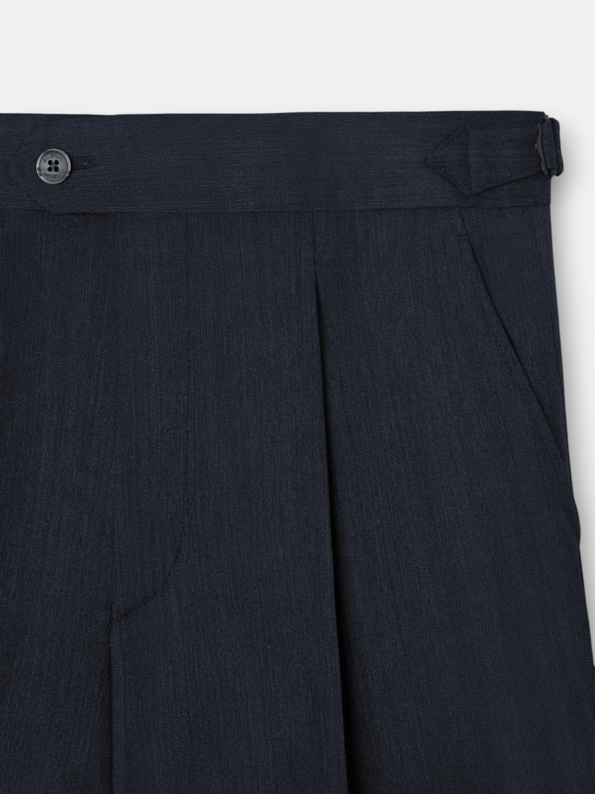 Pantalon traje herringbone azul marino