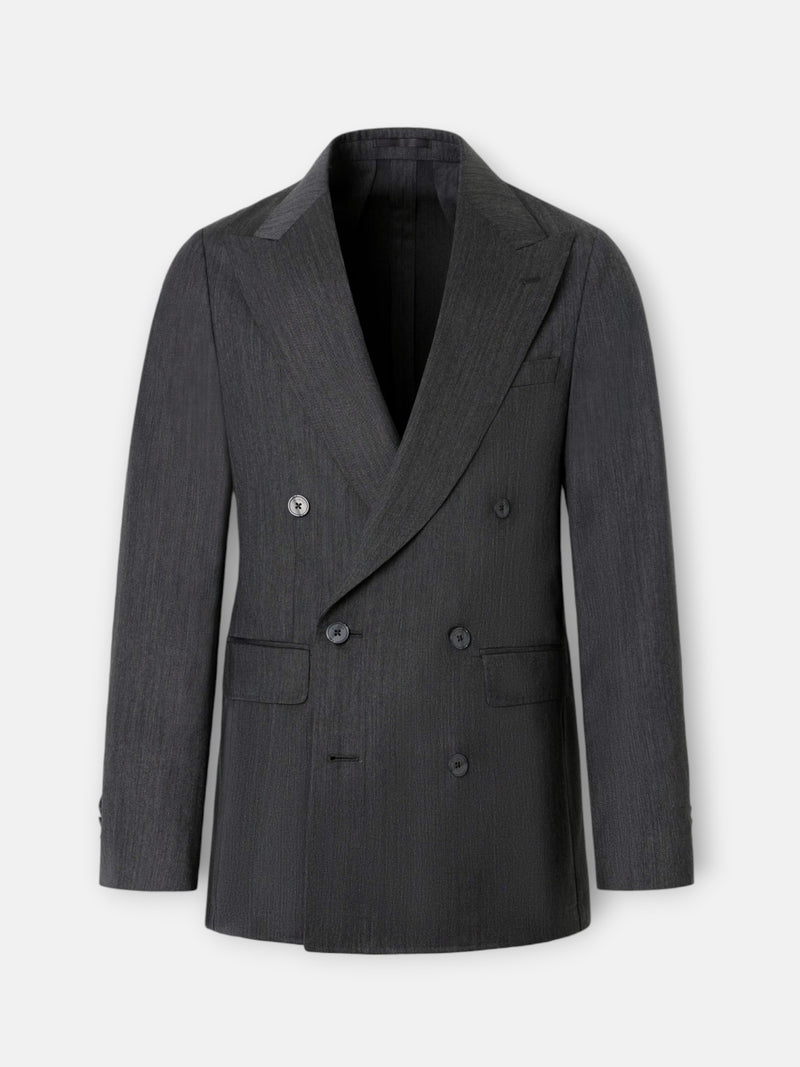 Americana cruzada traje herringbone gris