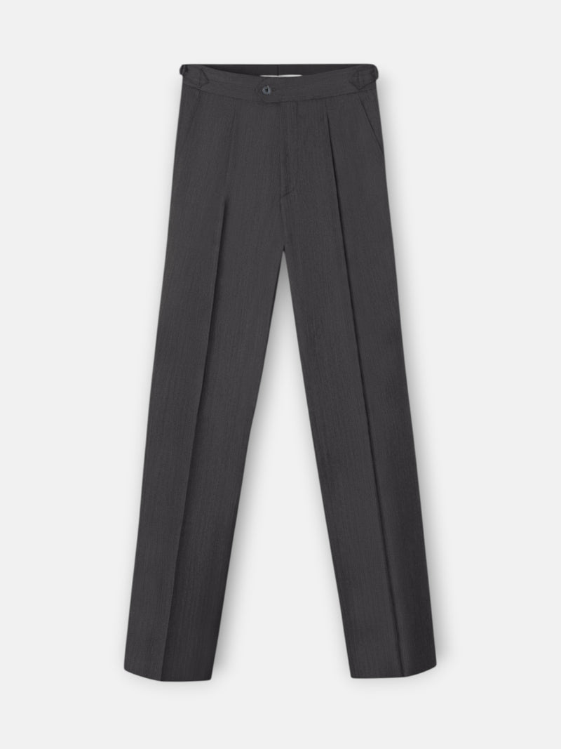 Pantalon traje cruzado herringbone gris