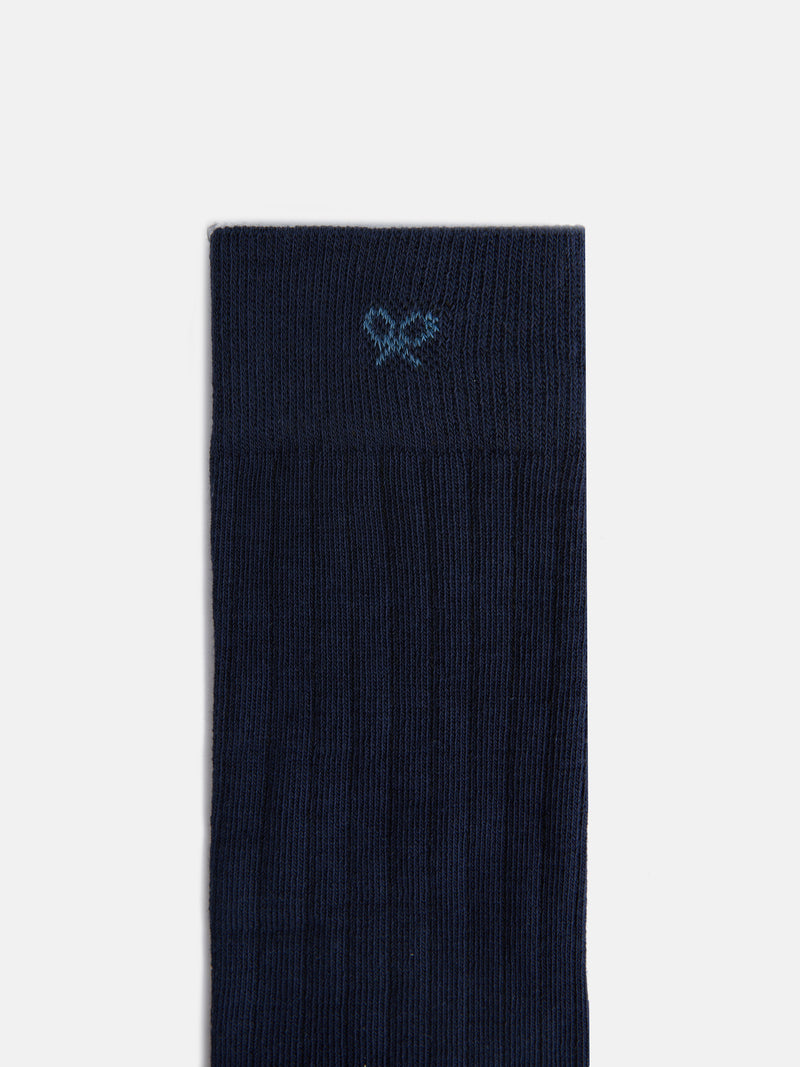 Calcetin silbon liso azul marino