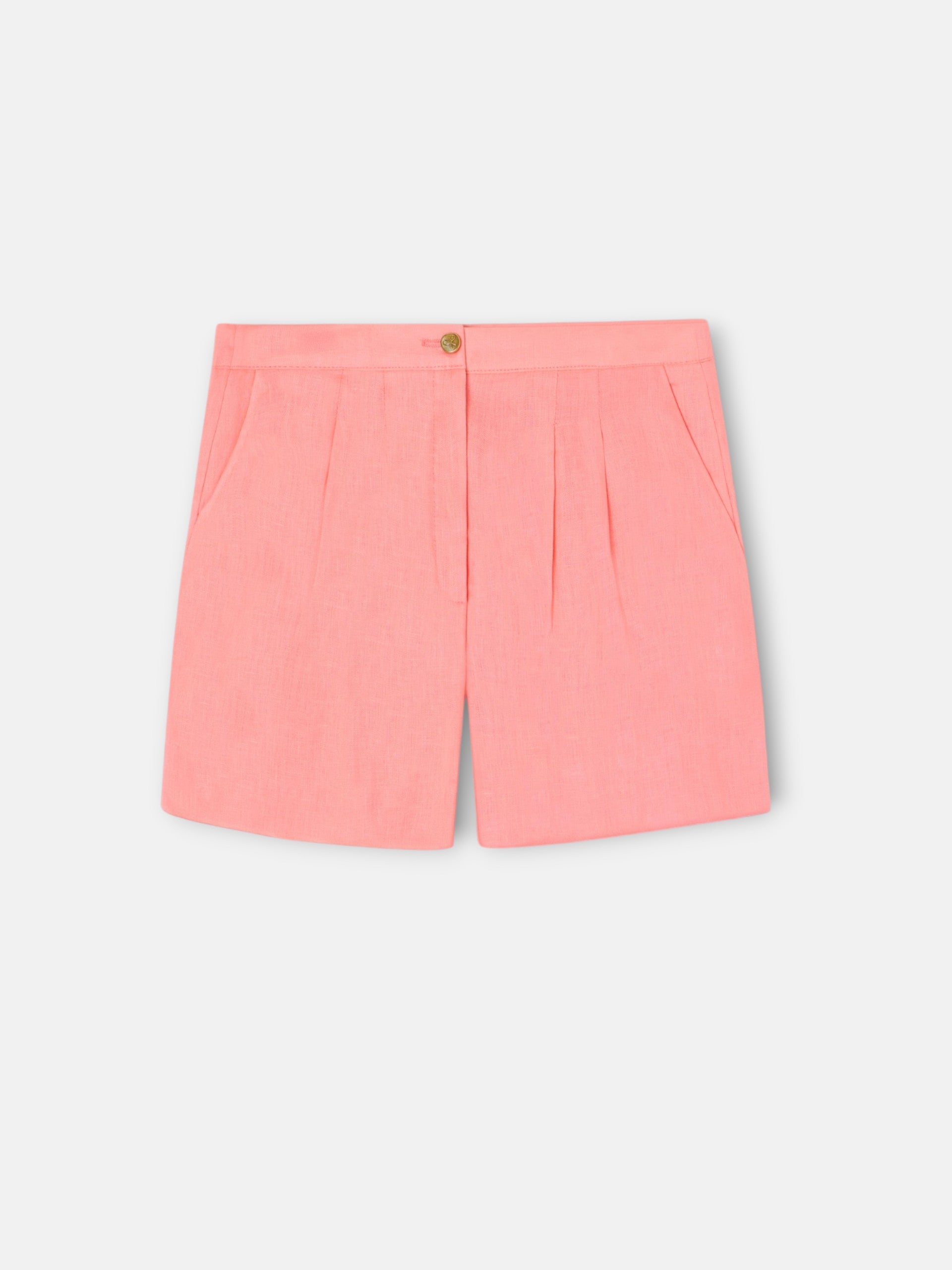 Coral linen Bermuda shorts for girls