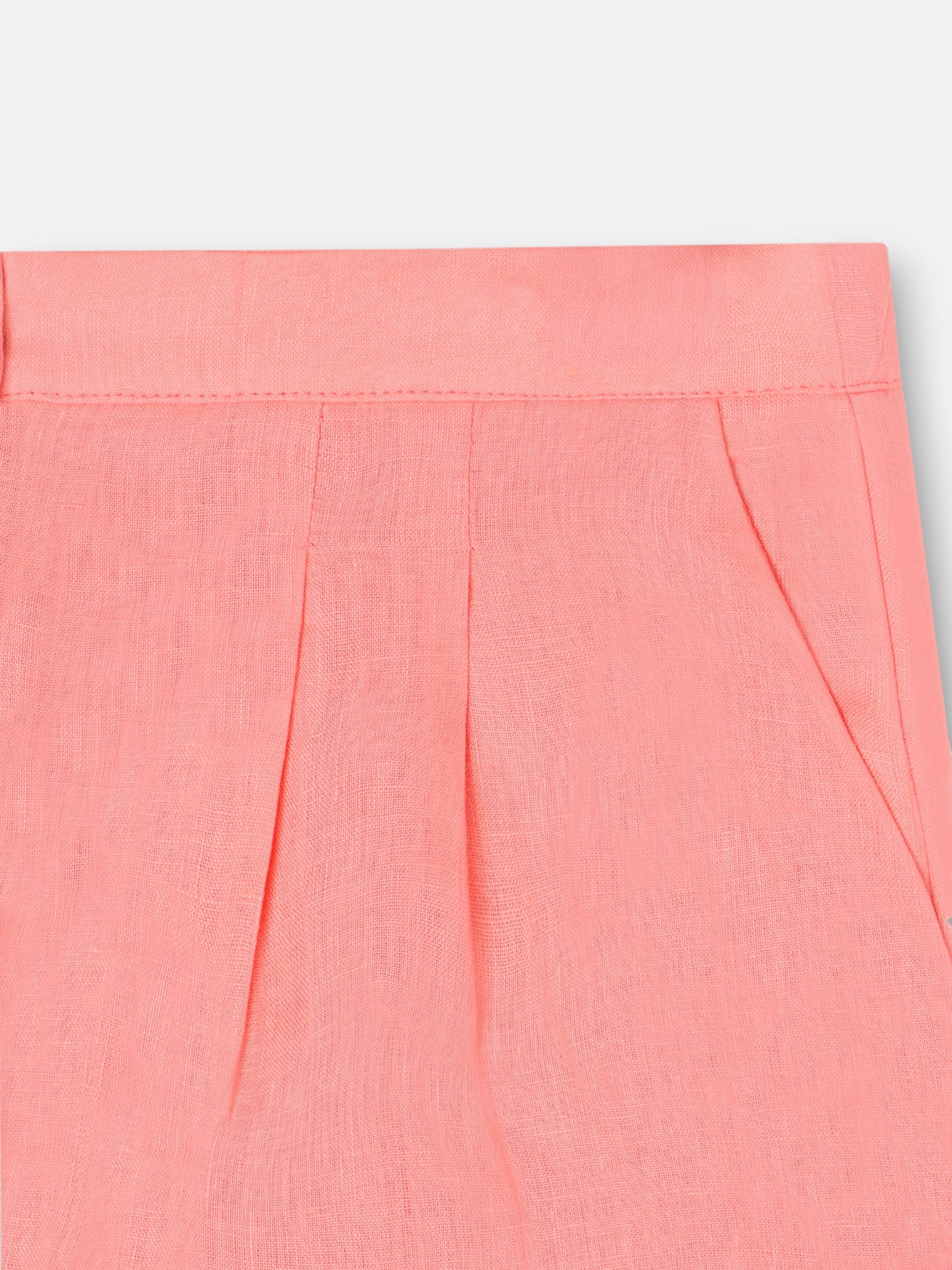Coral linen Bermuda shorts for girls