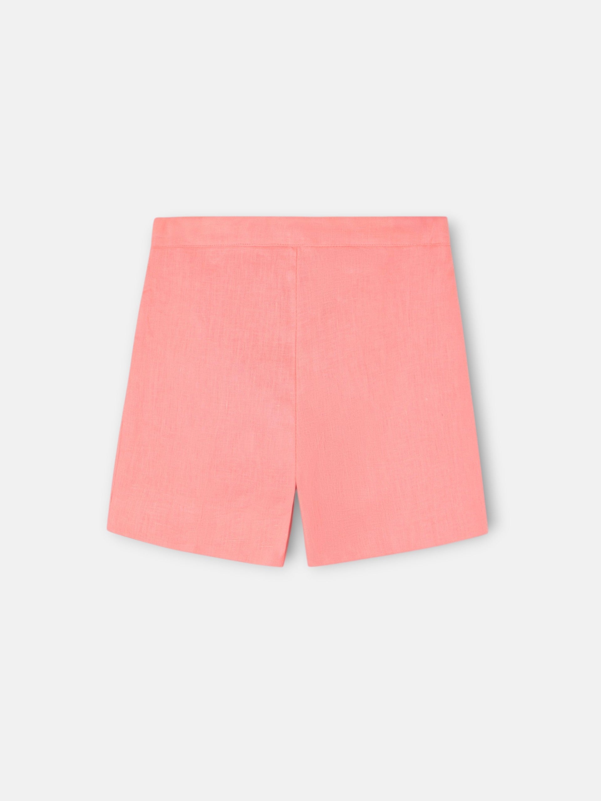 Coral linen Bermuda shorts for girls