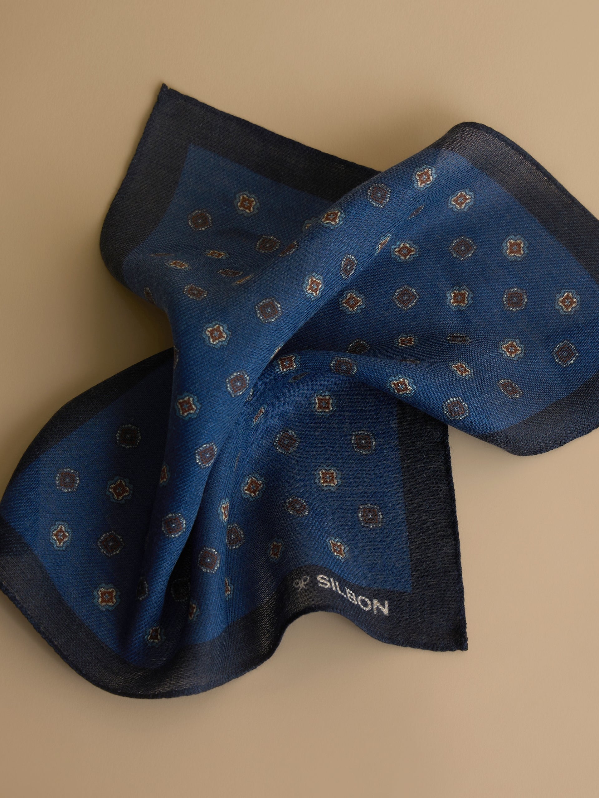 Blue geometric pattern scarf