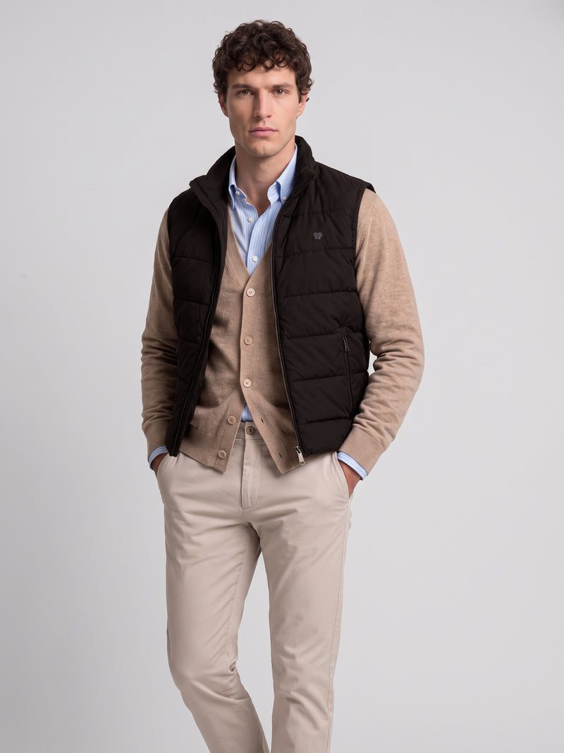 Brown padded technical vest