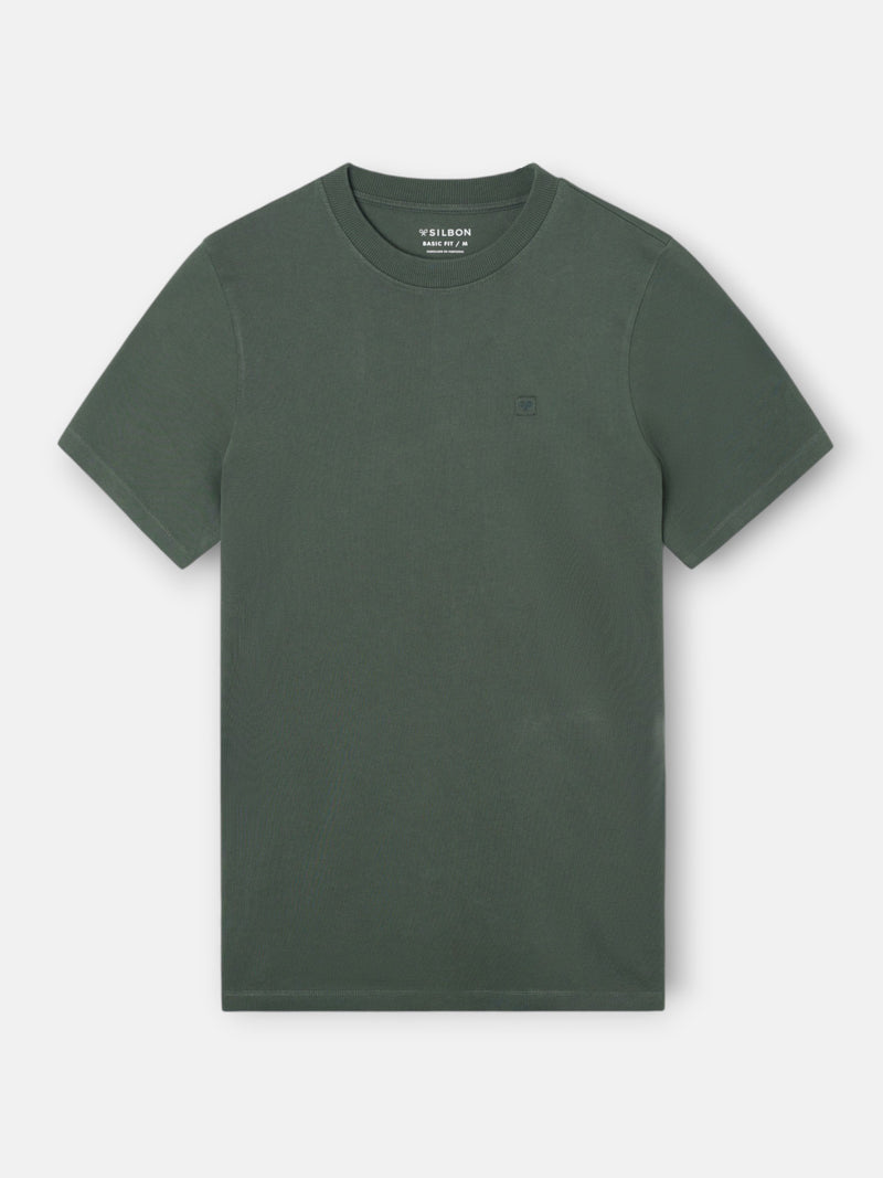 T-shirt unie minilogo patch kaki