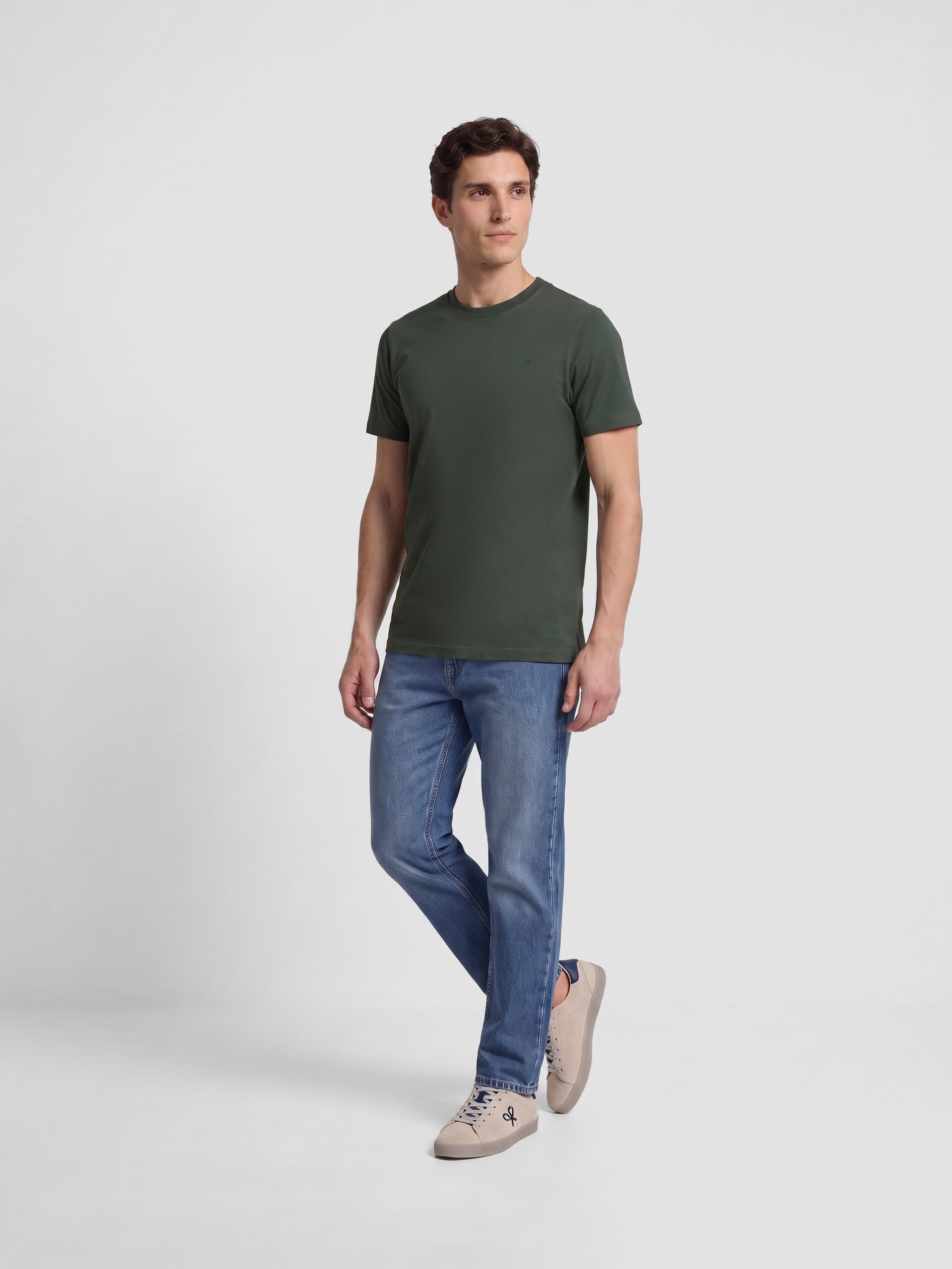 Camiseta lisa minilogo parche khaki