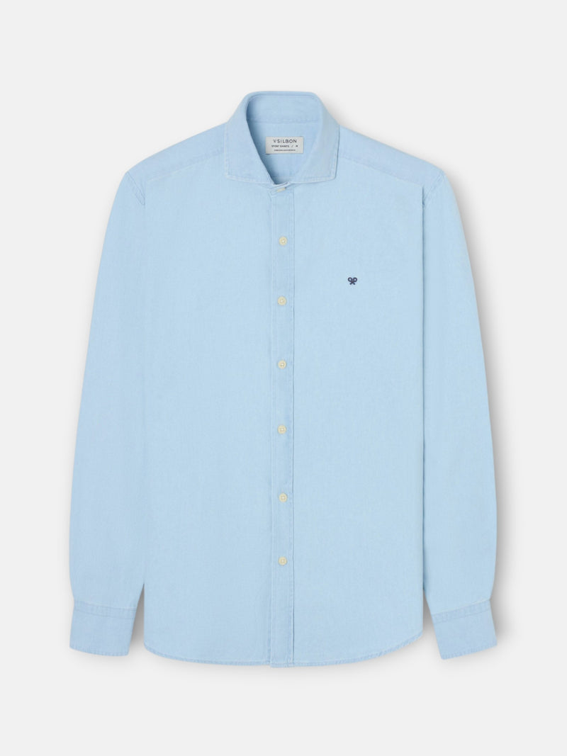 Camisa sport denim cutaway azul claro