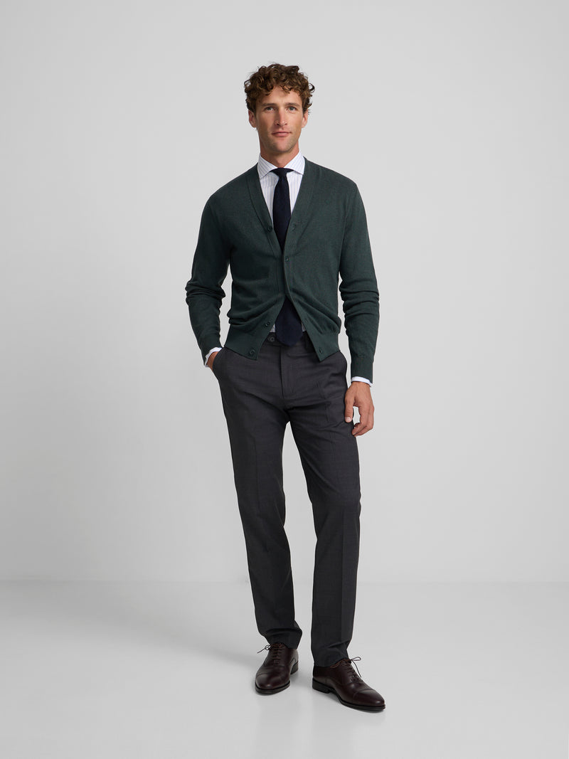 Cardigan clasico verde oscuro