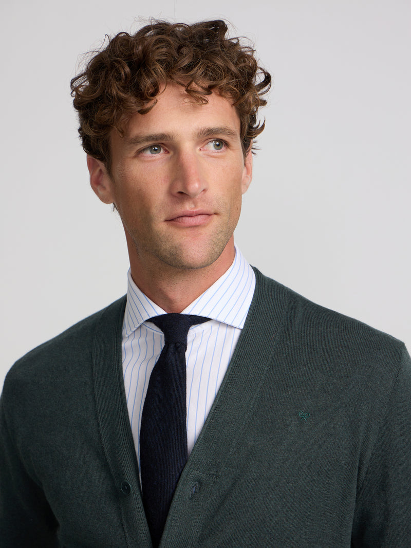 Cardigan clasico verde oscuro