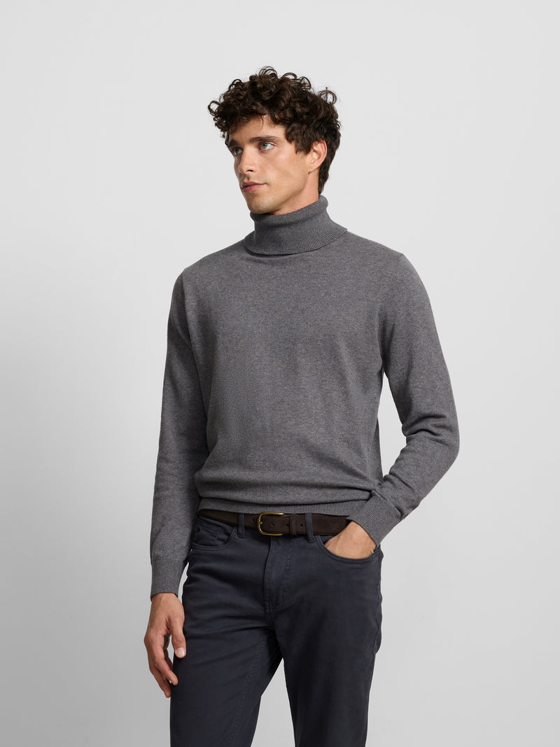 Pull col roulé gris