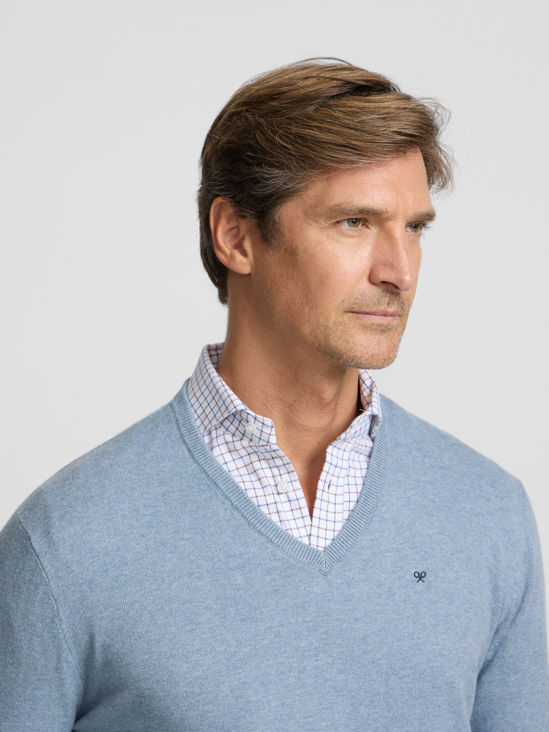 Jersey cuello pico azul