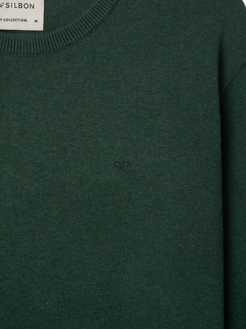Jersey cuello redondo verde oscuro