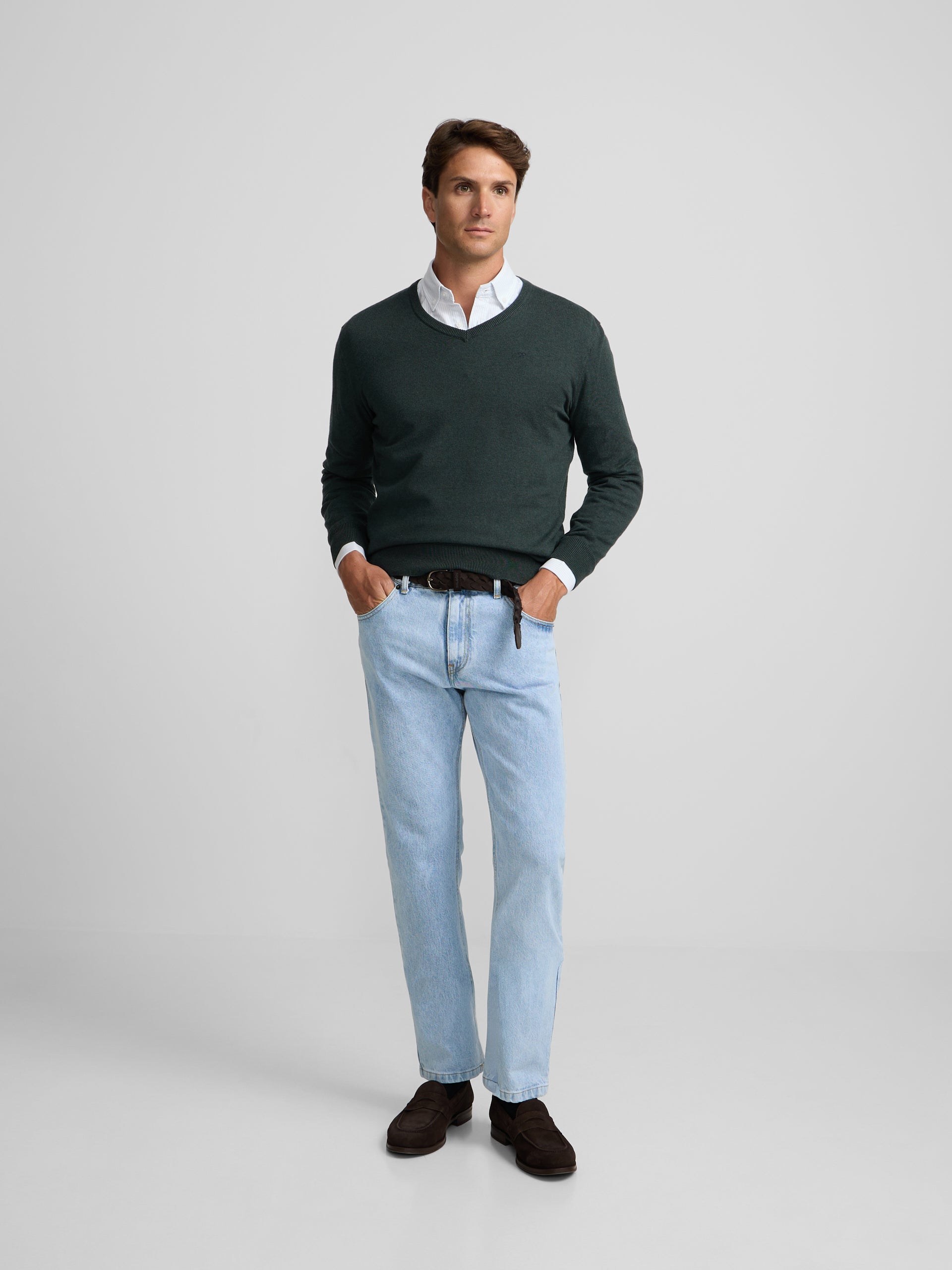 Jersey cuello pico verde