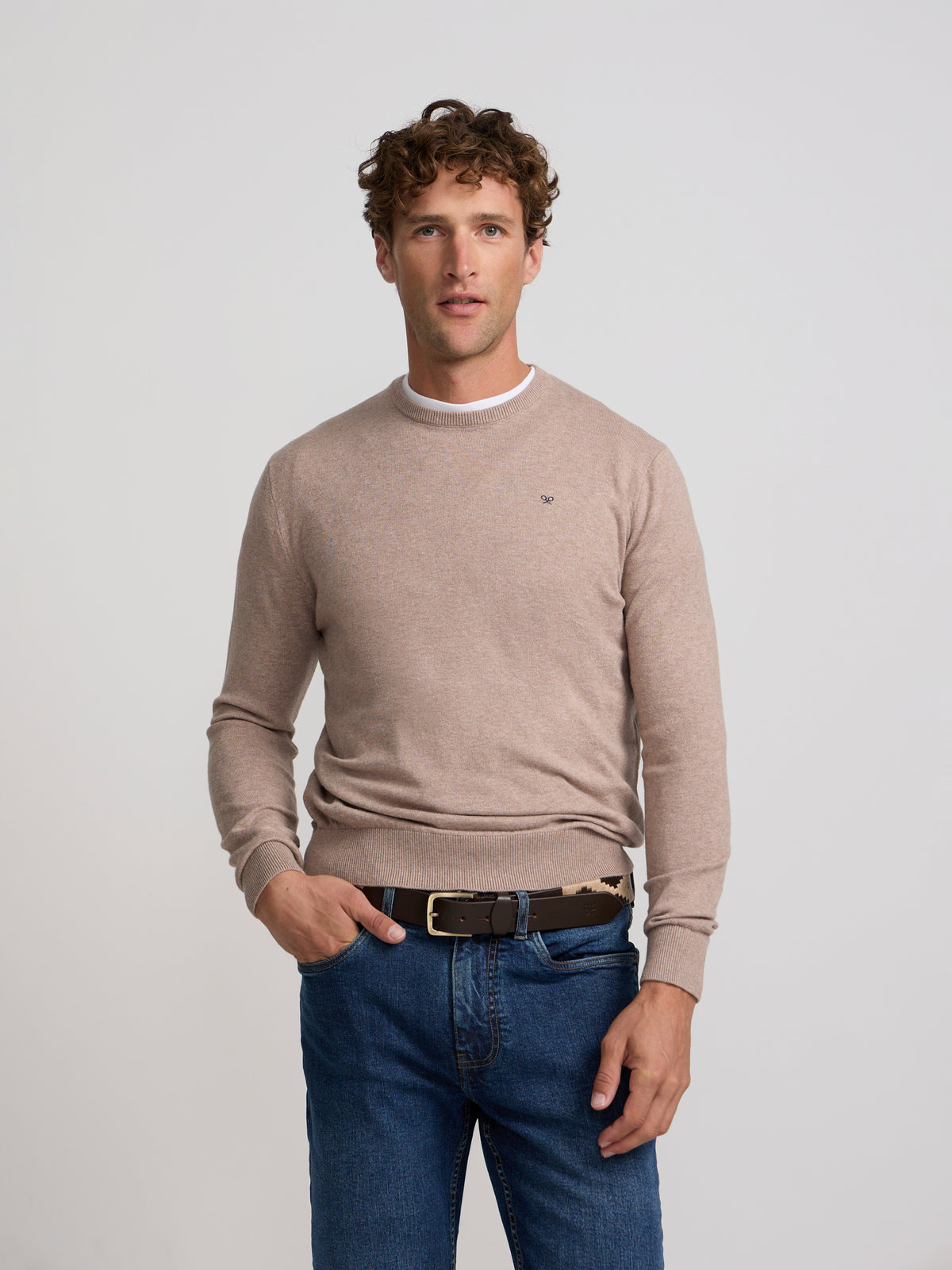Light beige crew neck sweater
