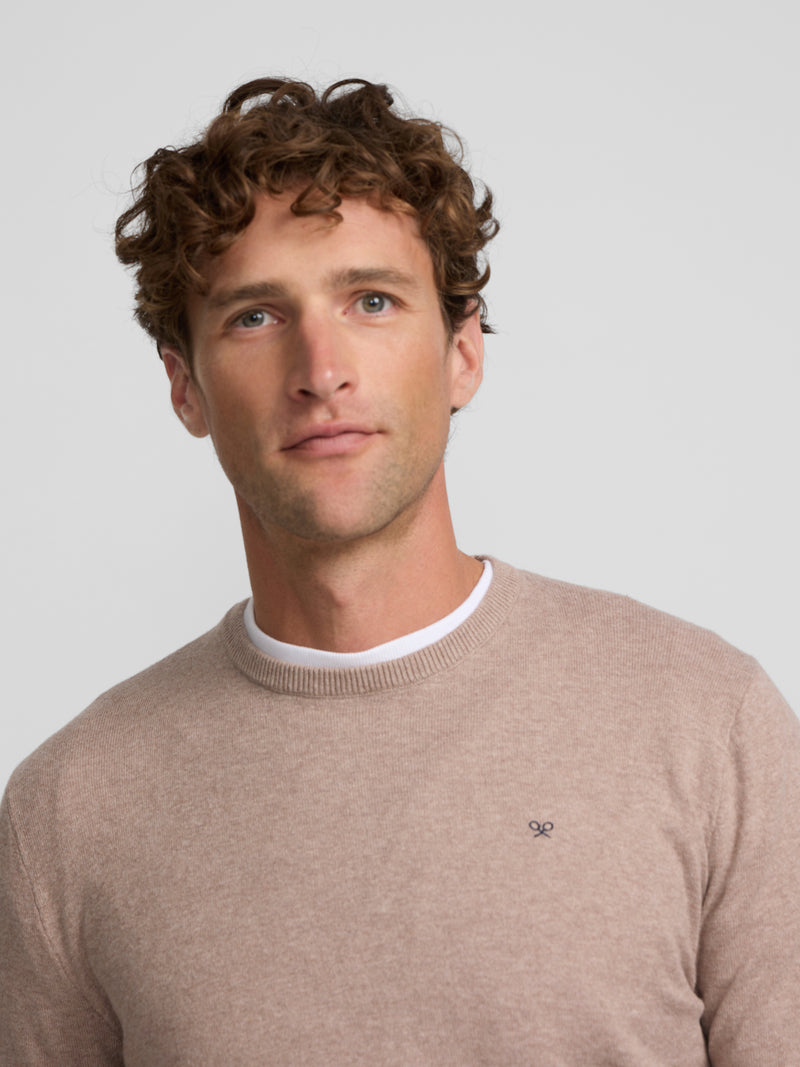 Jersey cuello redondo beige claro