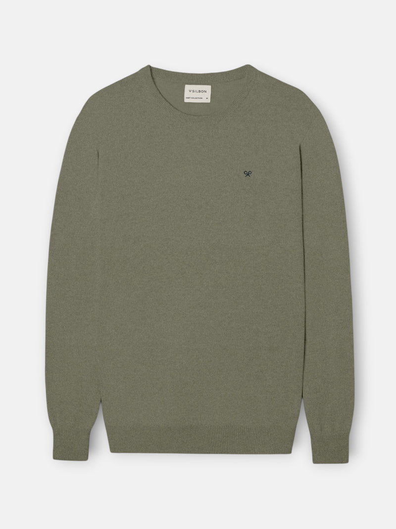 Jersey cuello redondo verde gris