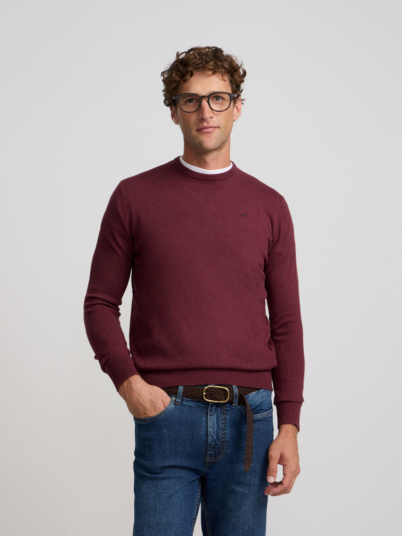 Jersey cuello redondo burdeos