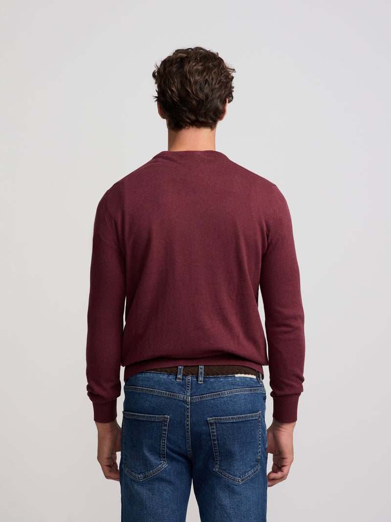Jersey cuello redondo burdeos