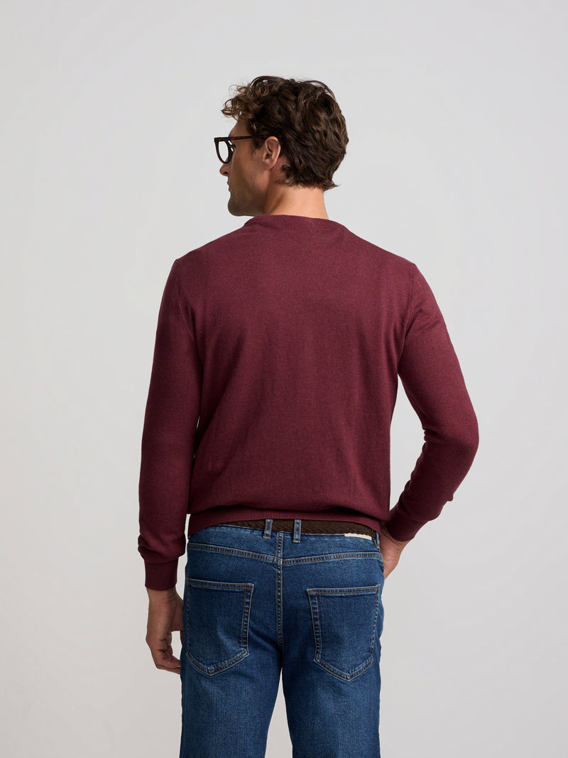 Jersey cuello redondo burdeos
