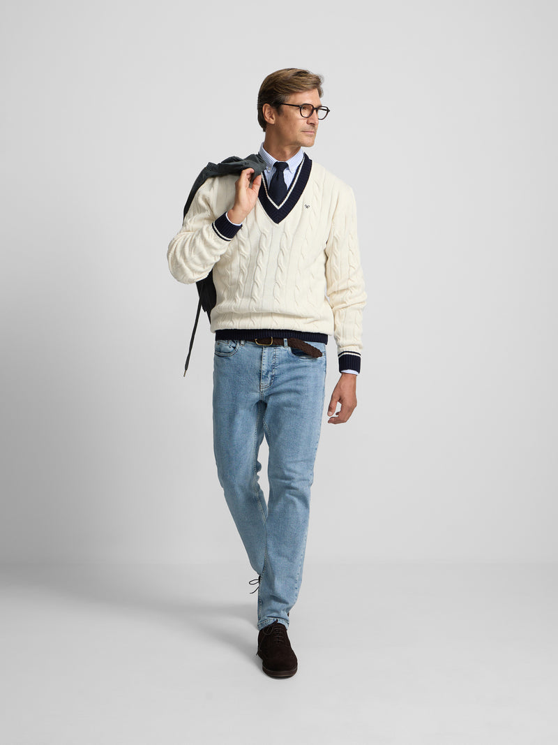 Medium blue denim sport trousers