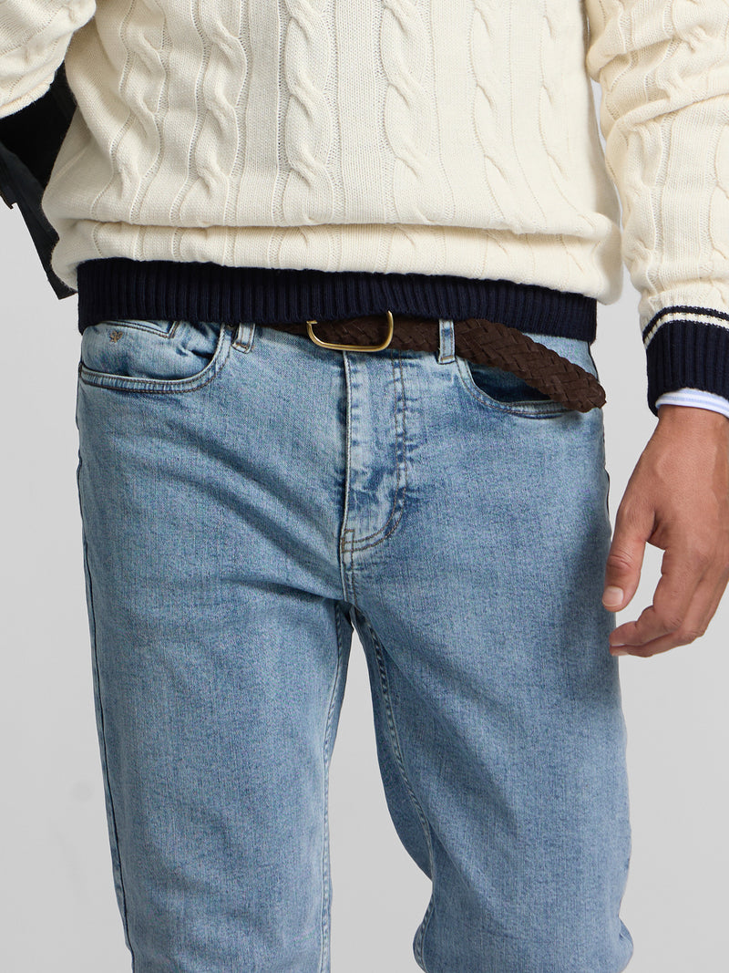 Medium blue denim sport trousers