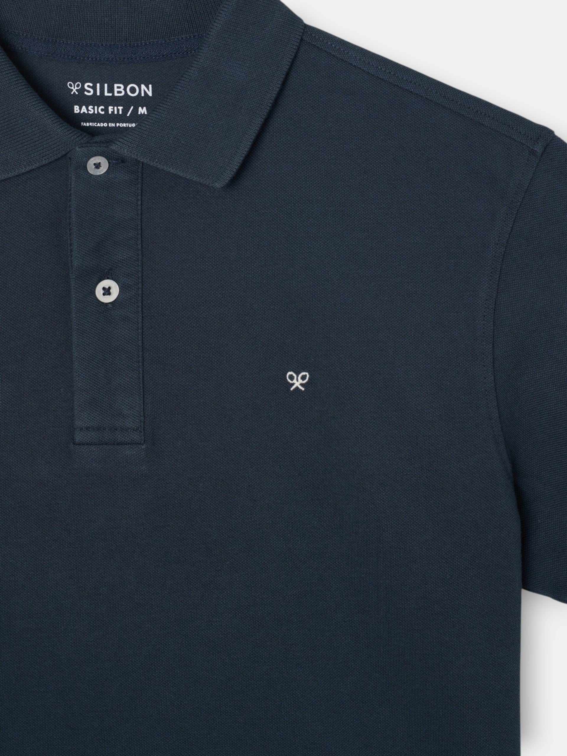 Polo de manga curta índigo