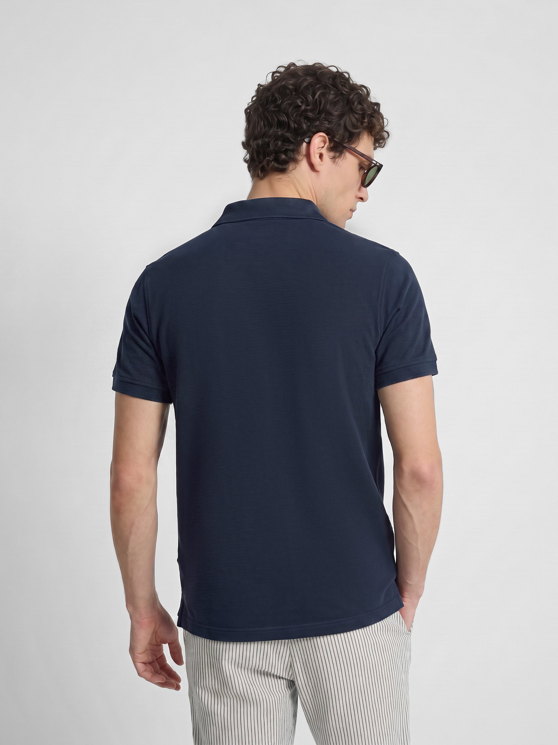 Polo de manga curta índigo