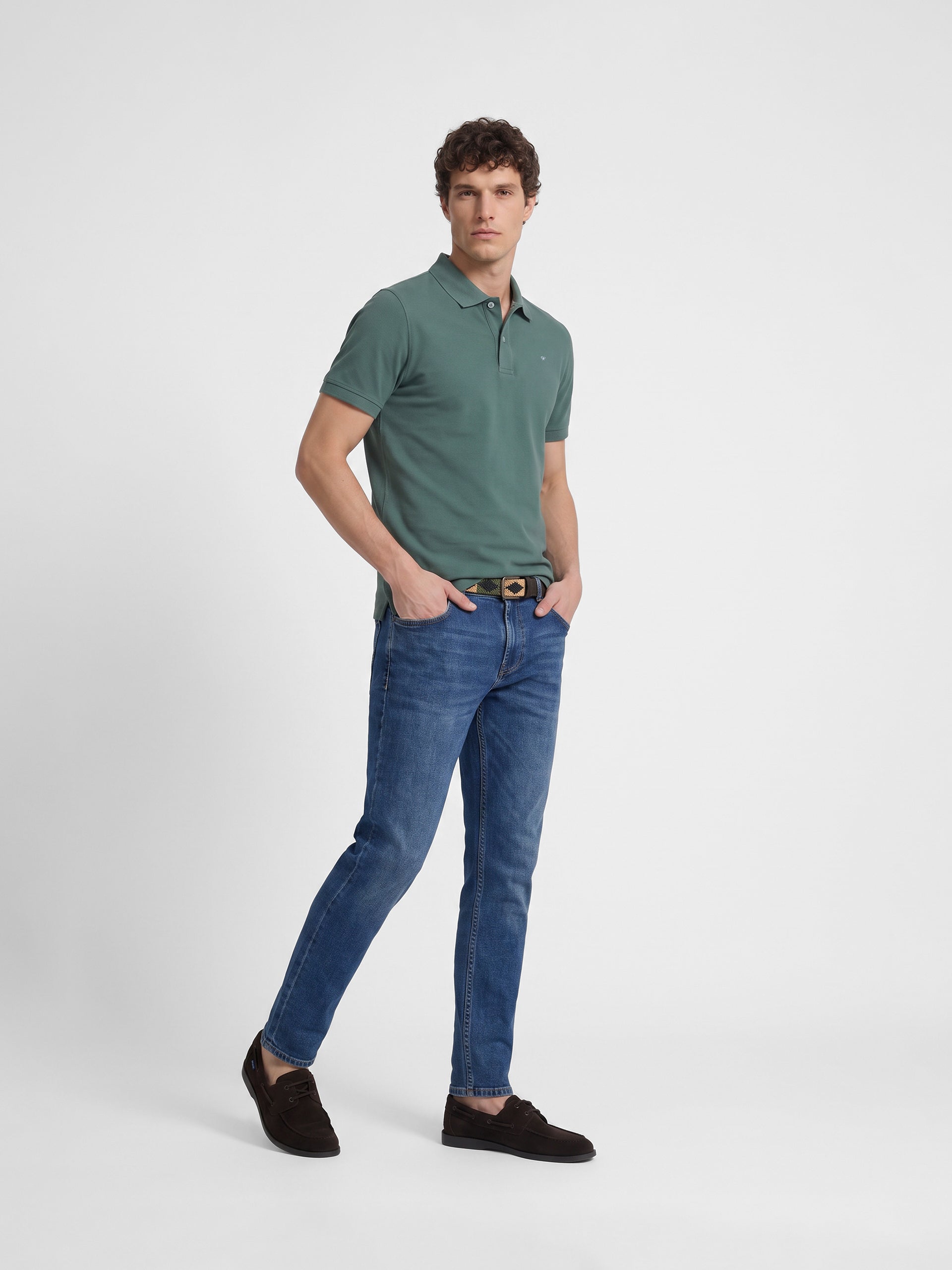 Polo manga corta verde oscuro